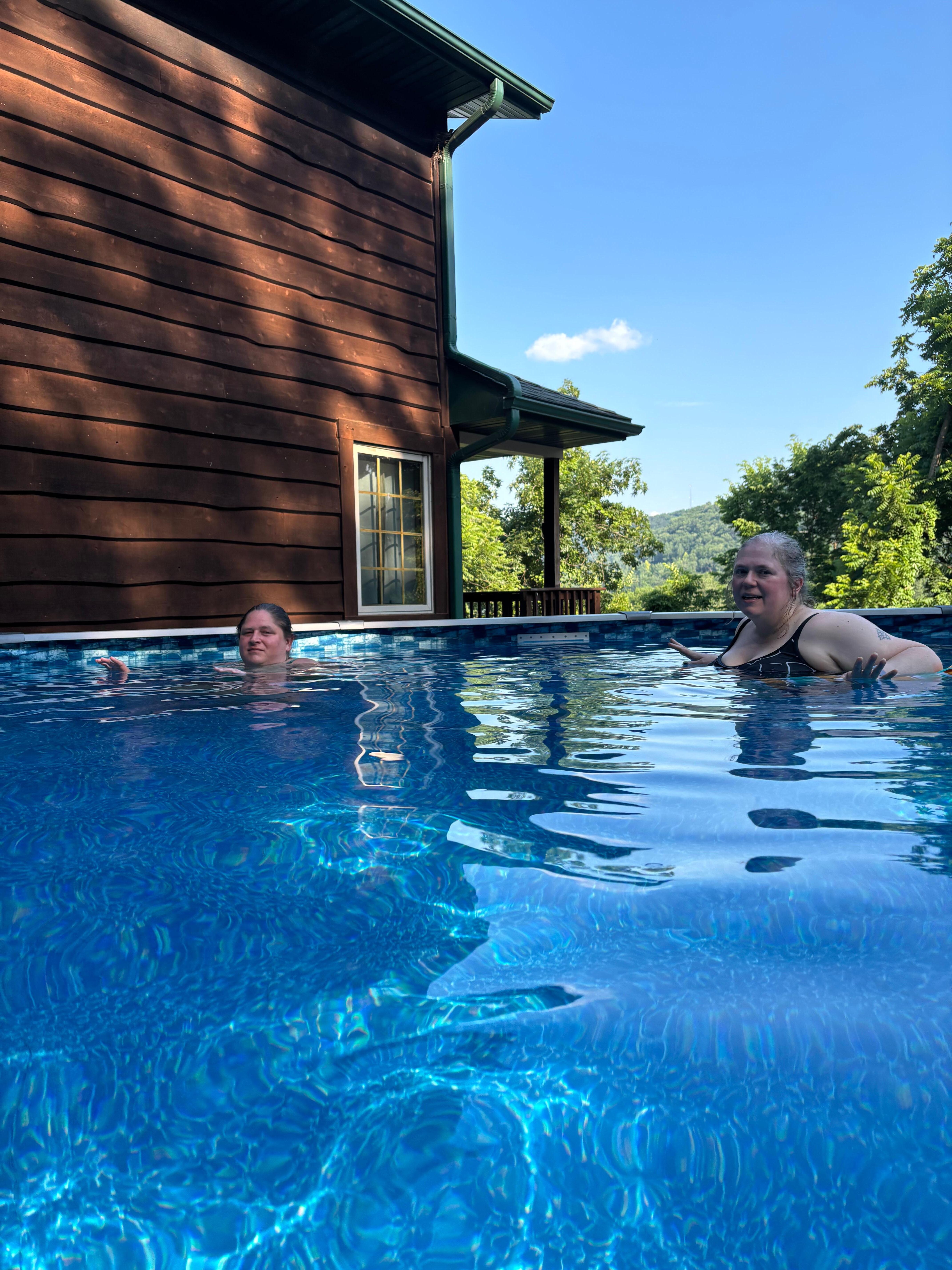 Pool is about 25 feet! The sun hits the water during the day it was great!