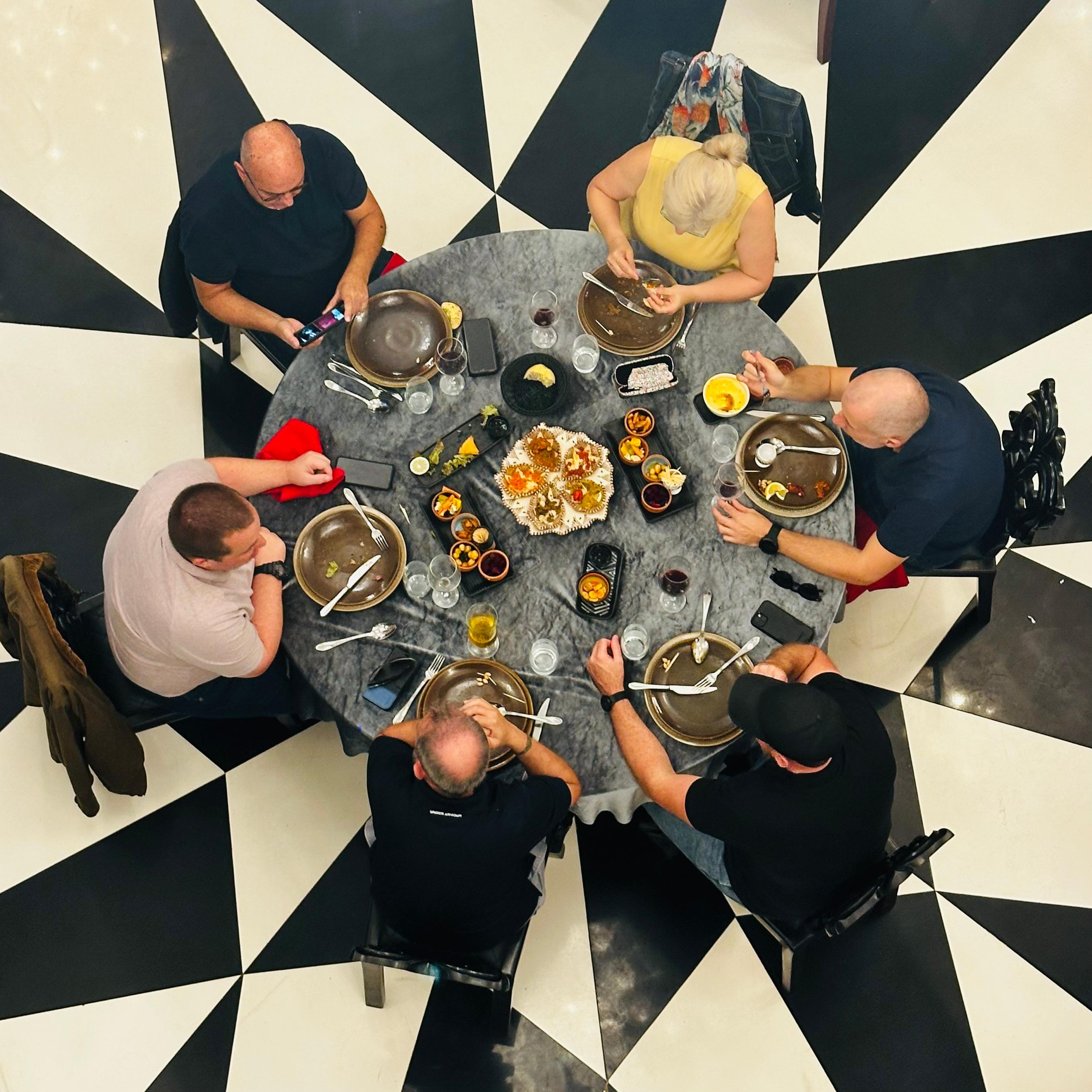 Looking down on the restaurant 