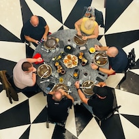 Looking down on the restaurant