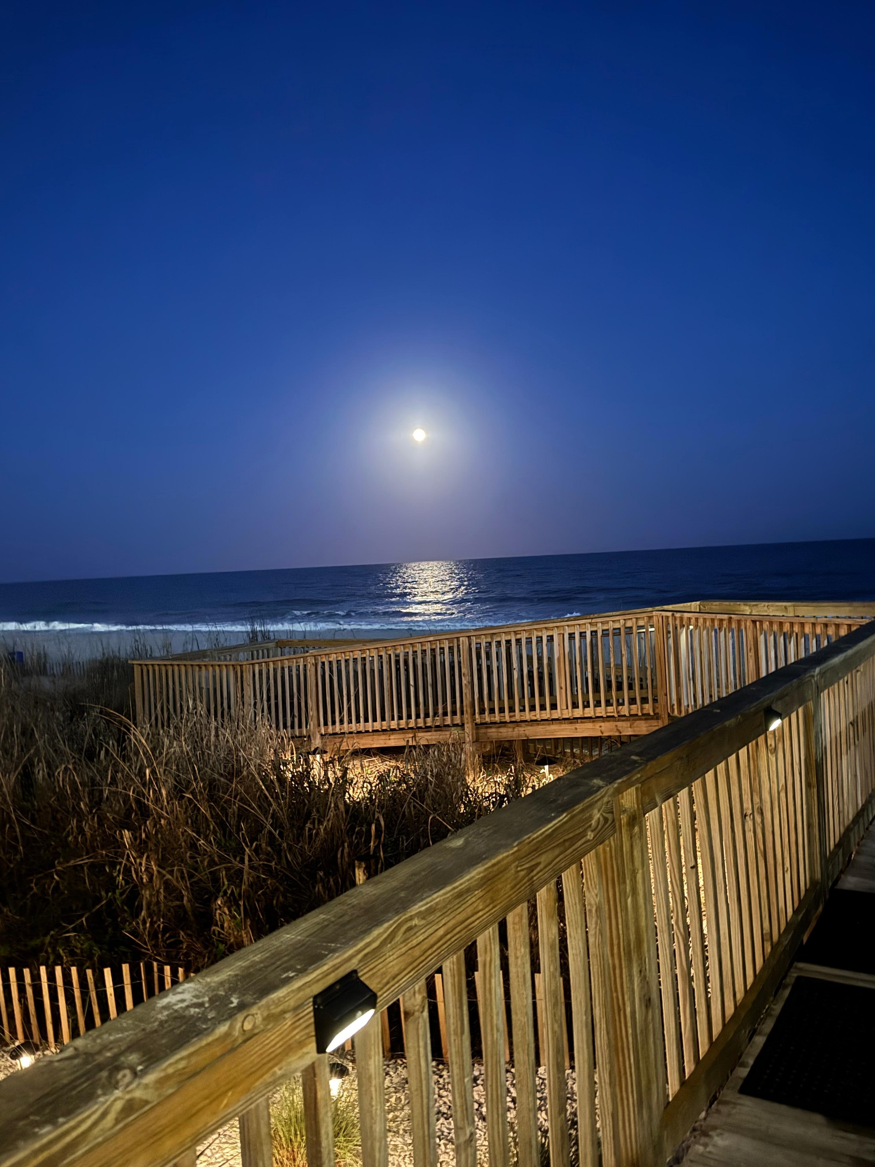 Walkway to the beach at night 🩷