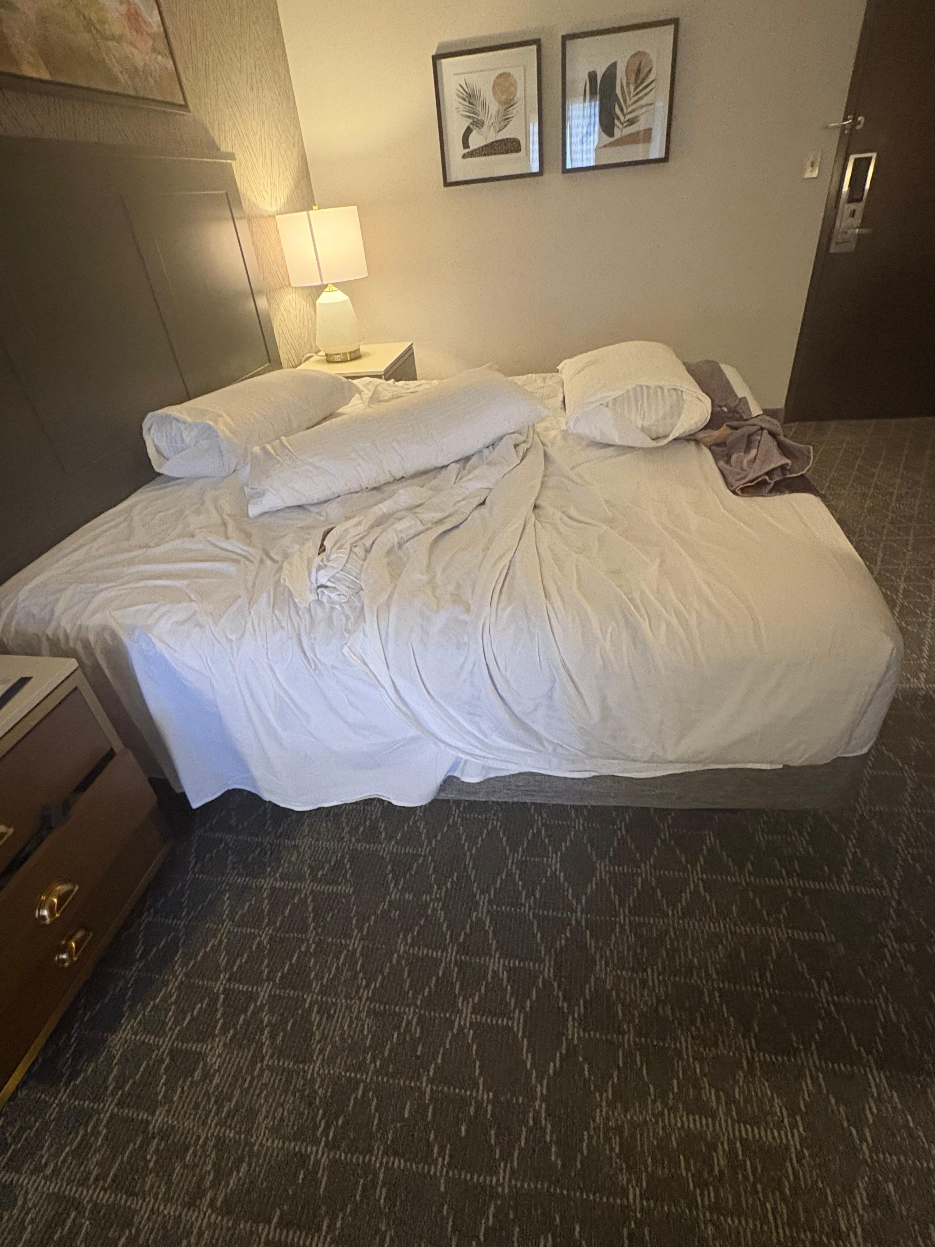 Unmade bed.