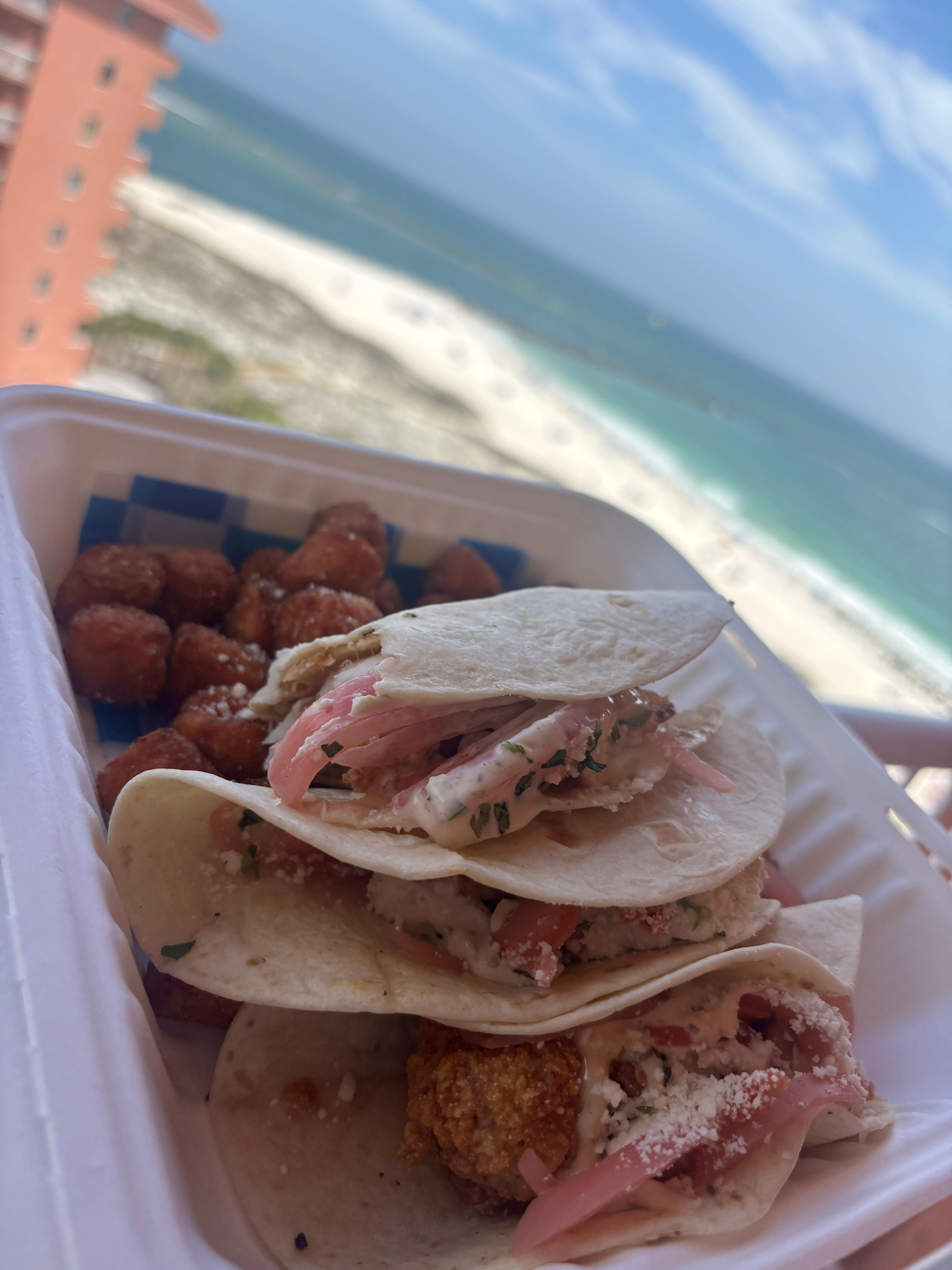 Fish tacos from Latitude at the resort