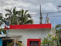 Free 7 AM adorable roof dogs alarm clock right across street from complex.