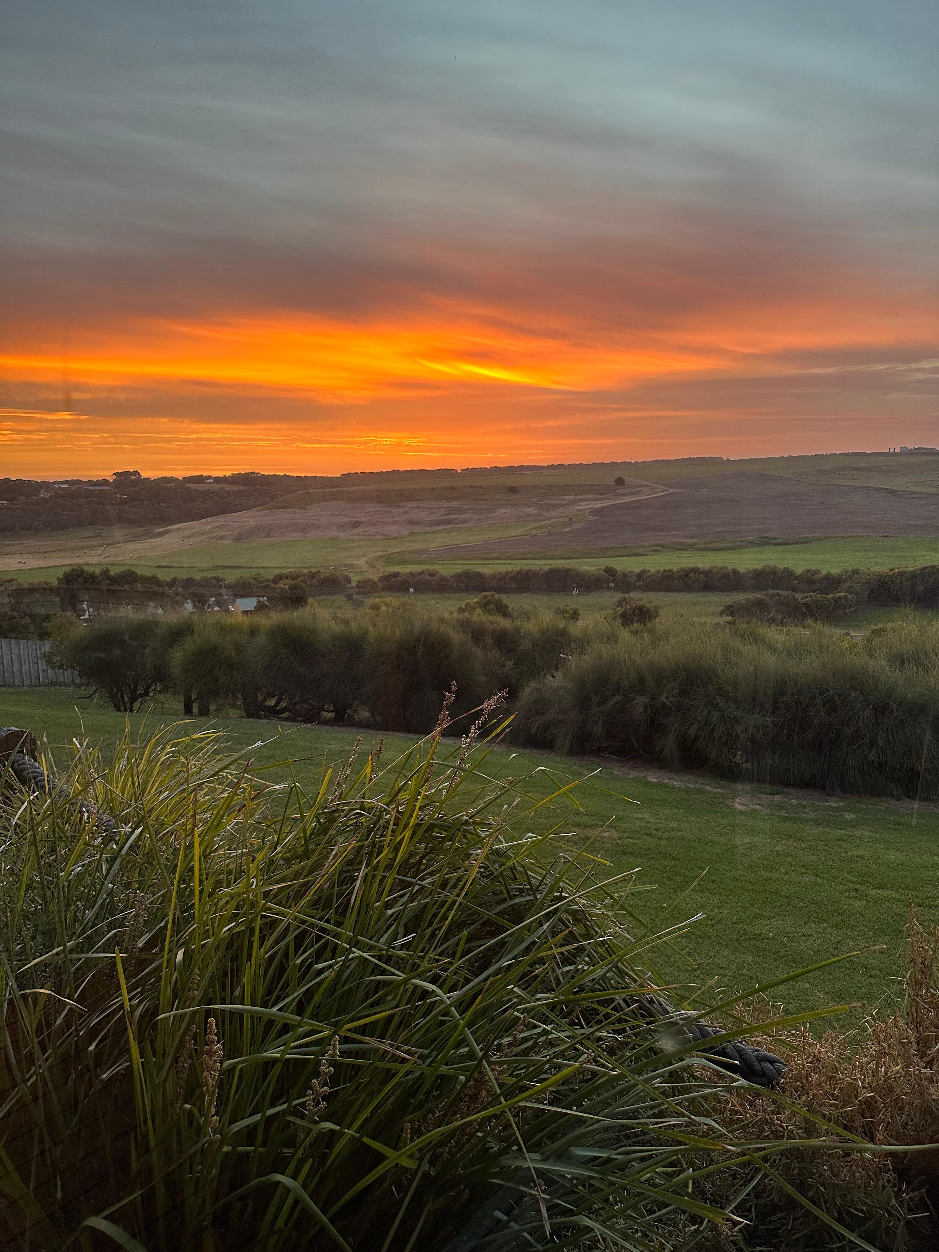 Stunning sunset view from the living room.