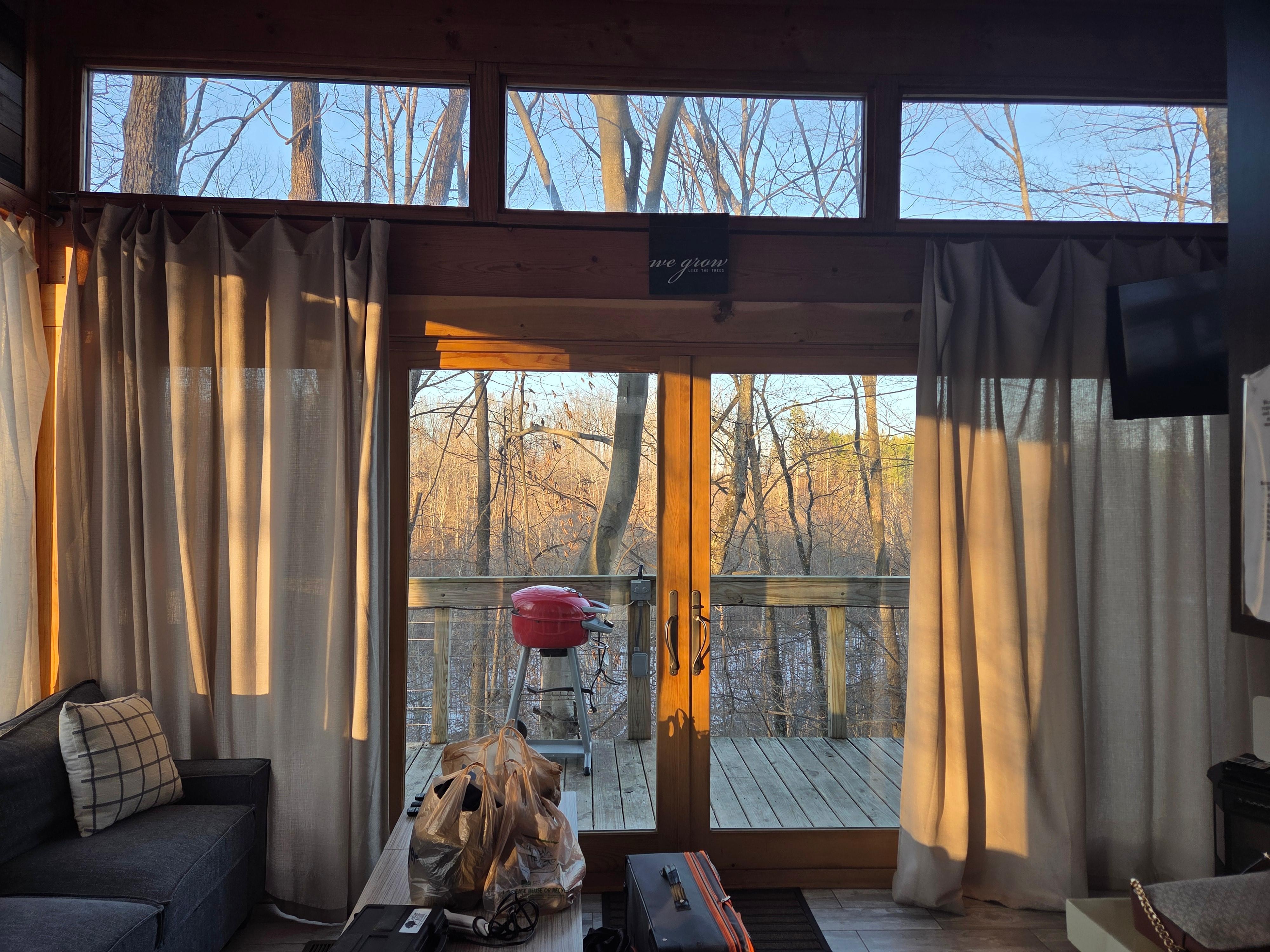 Back doors facing the woods.