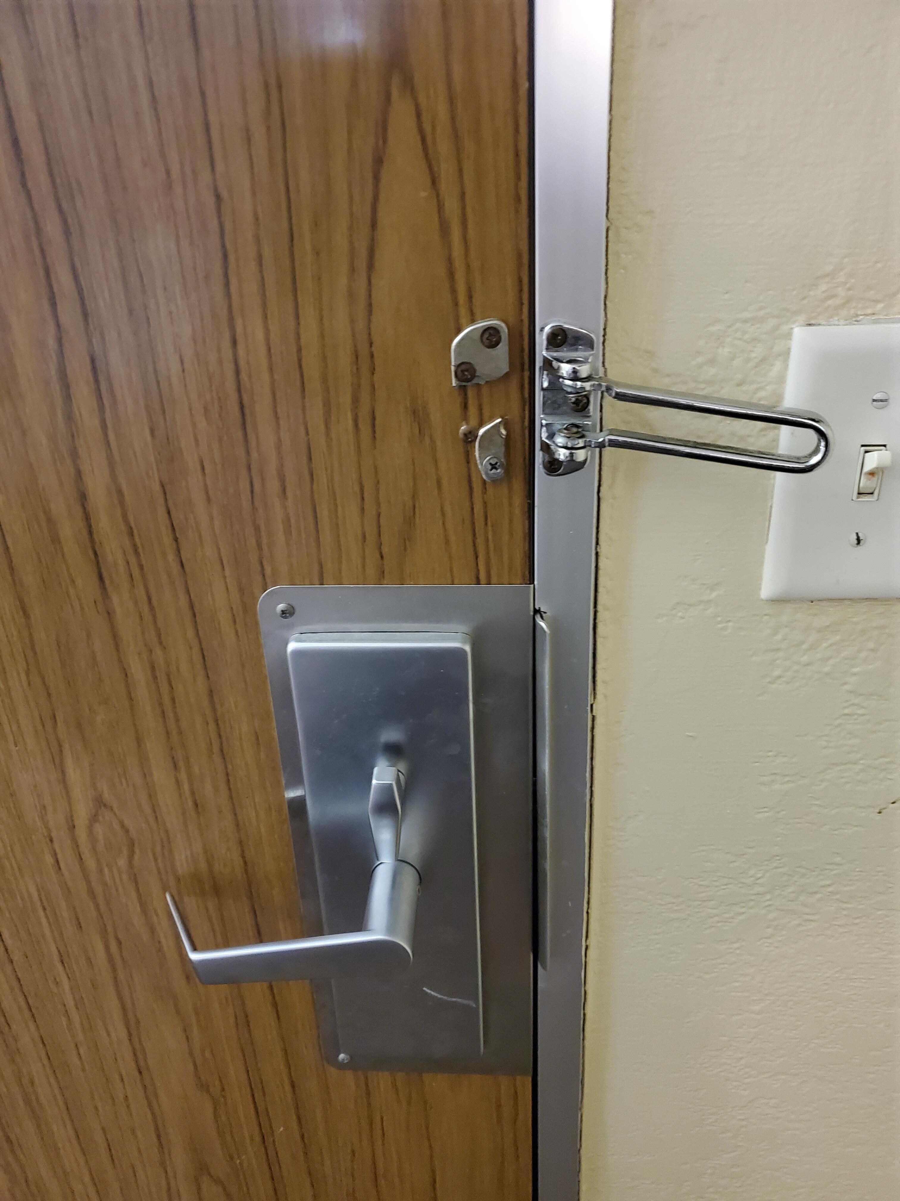 Broken lock on door