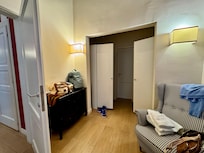 Spacious room, plenty of storage and full bath just beyond those closet doors.