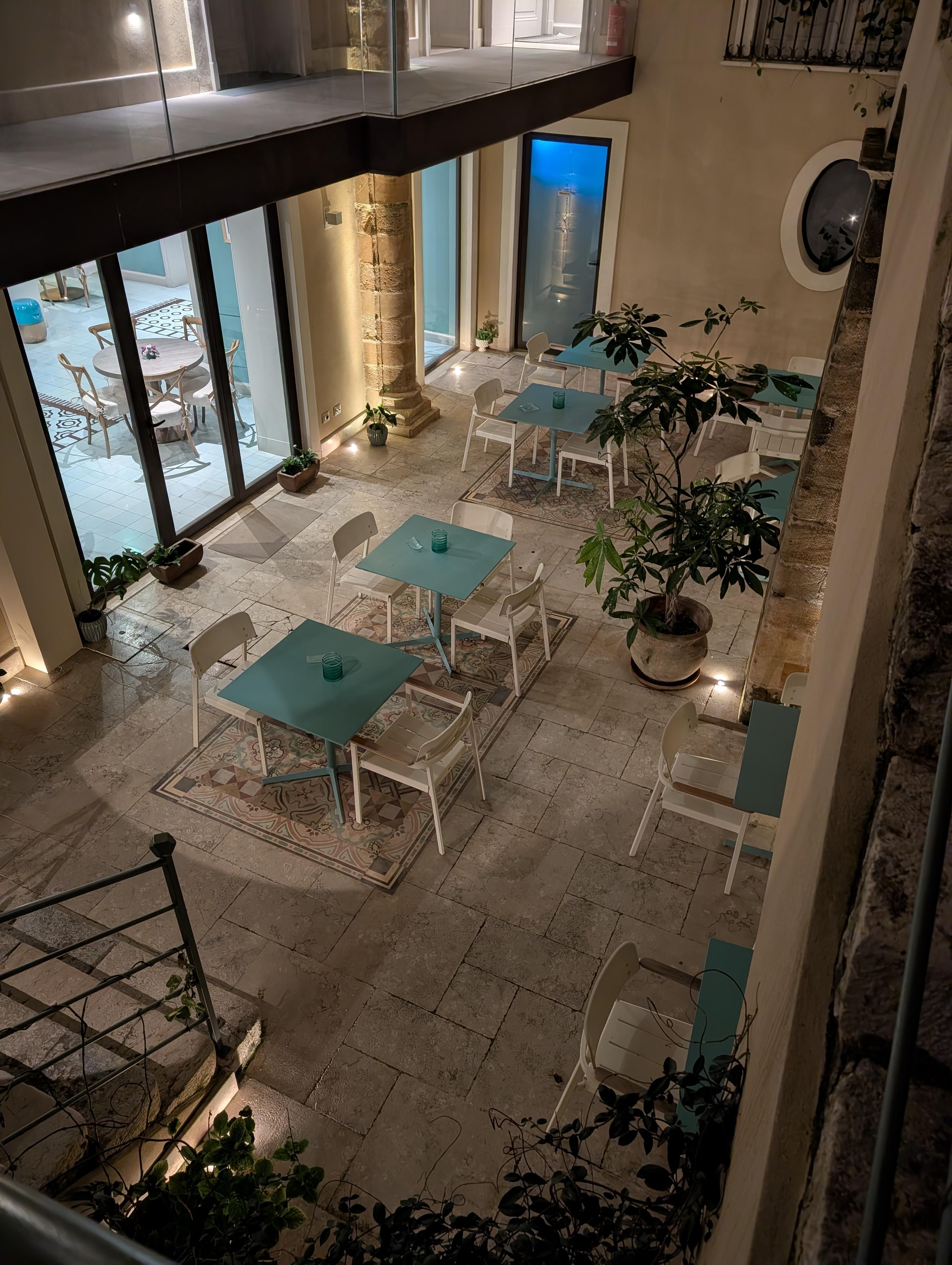 Unfortunately it was raining but looks like a great spot to enjoy morning coffee 