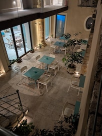 Unfortunately it was raining but looks like a great spot to enjoy morning coffee