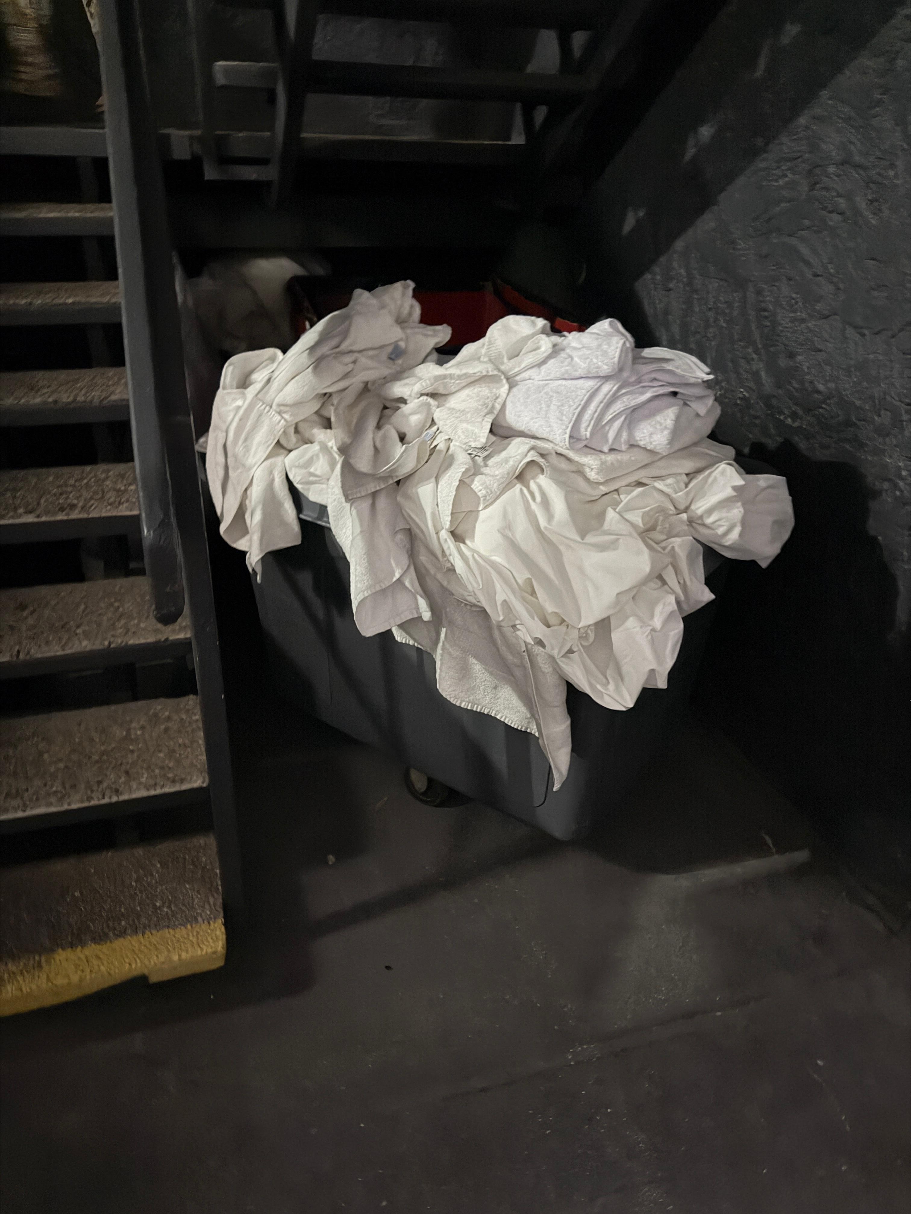 Bin full of towels for 2 days when we were told “we are at capacity.” 