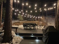 Backyard with hammock fire pit and grills