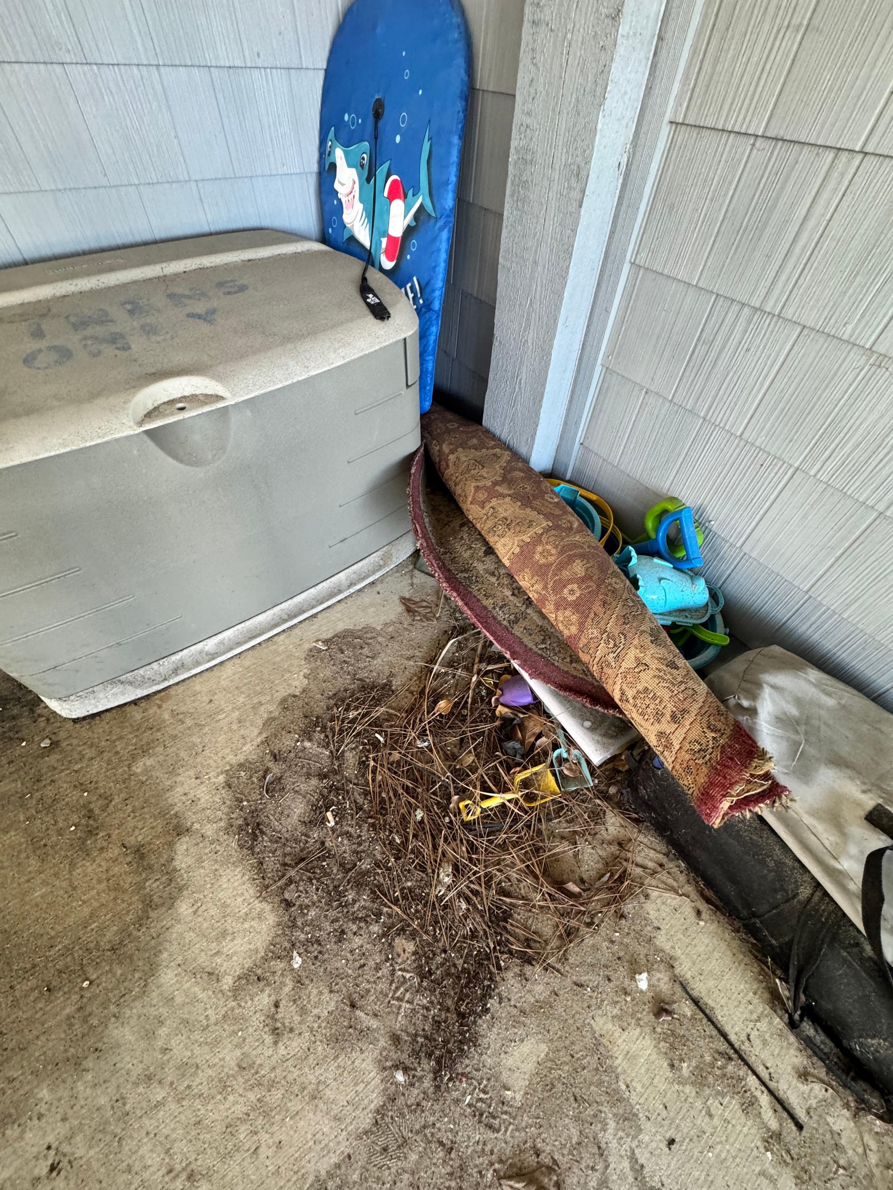 Trash and stuff laying everywhere