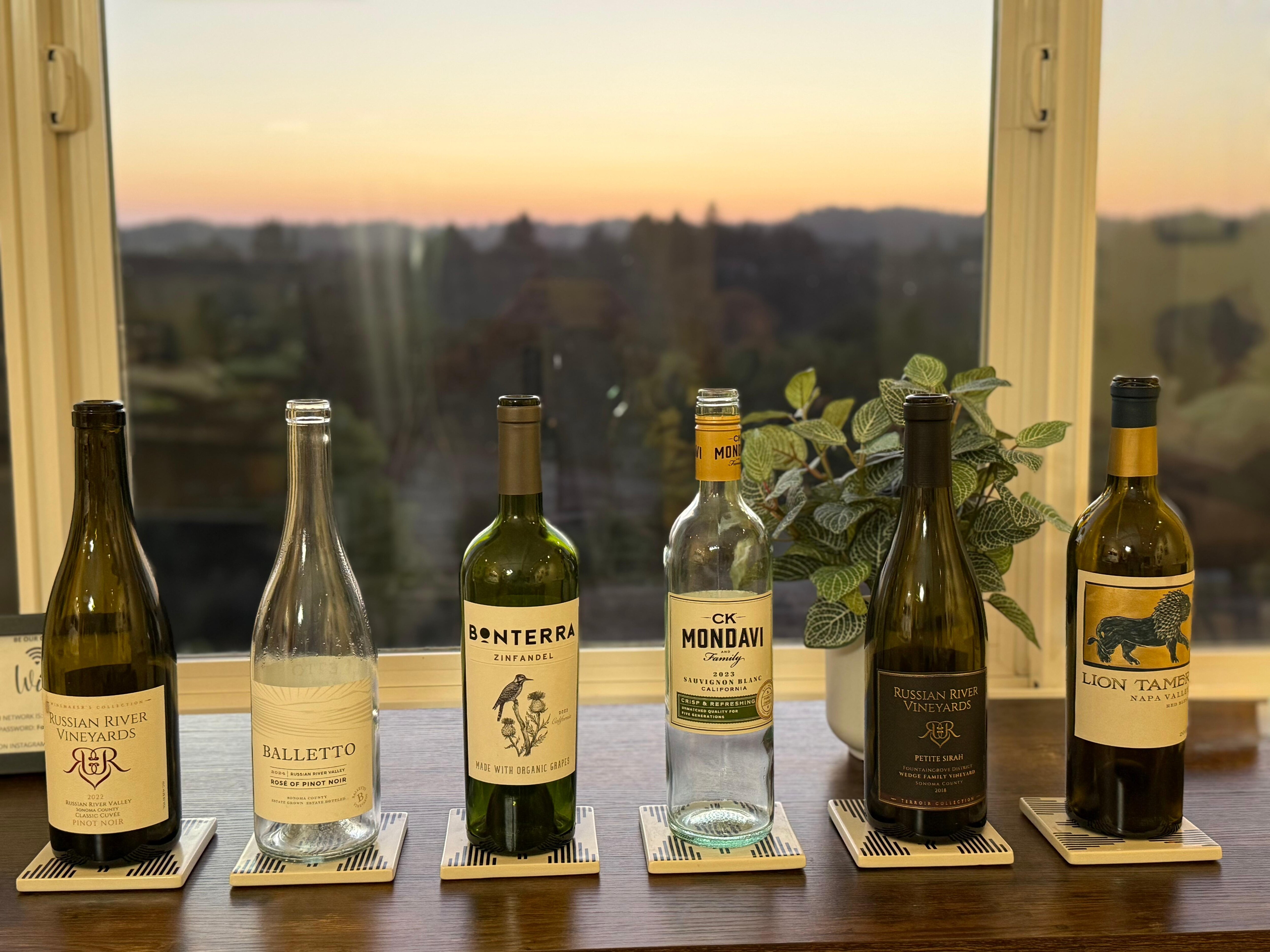 Our evening wine selections, two of which were provided by the host!