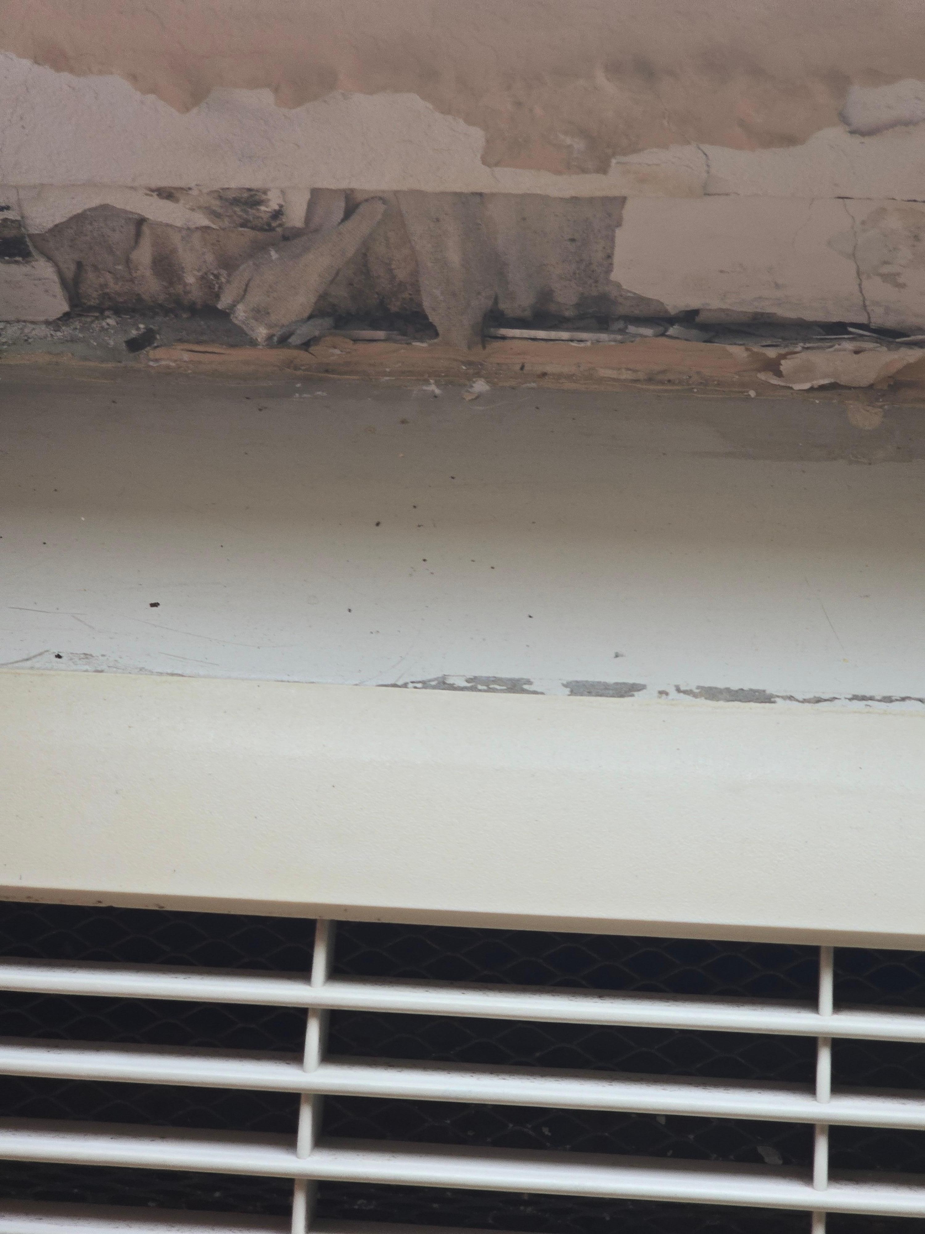 The wall above the heater 