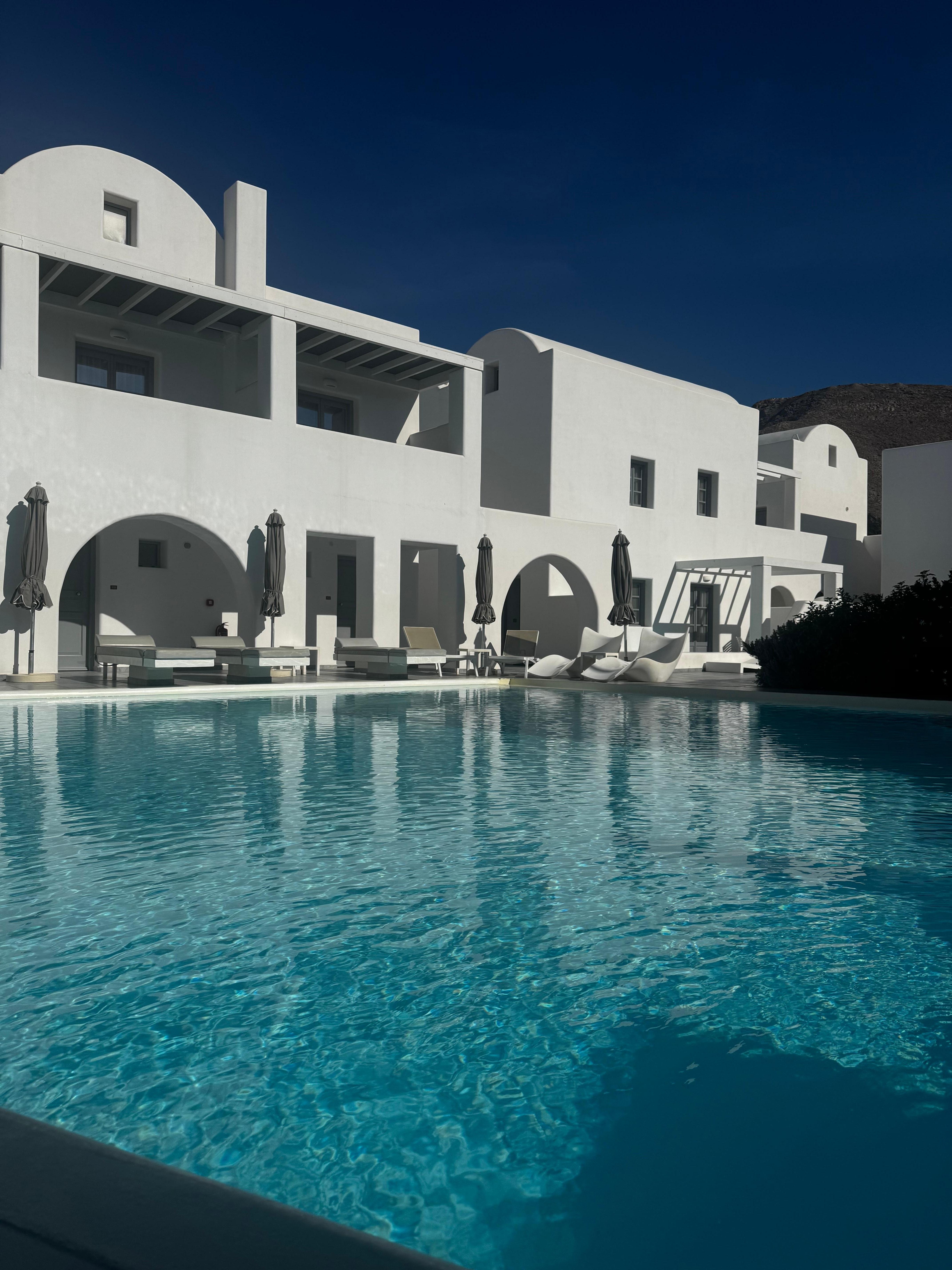 Sunliunfers and pool area from the breakfast/dining.