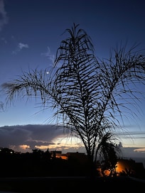 View from the roof terrace at sunset