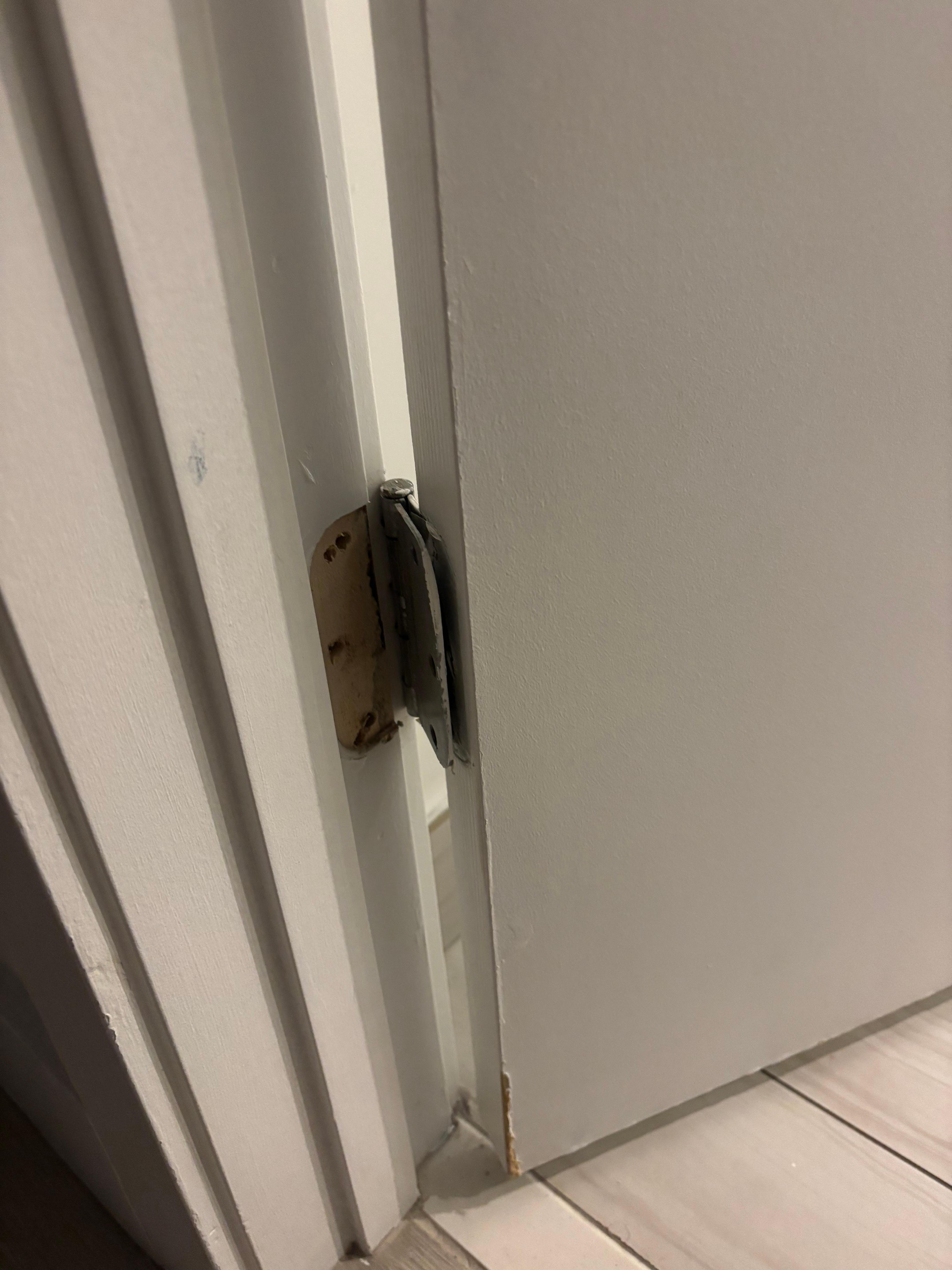 Door hinge not even screwed on so it wouldn’t close correctly. 