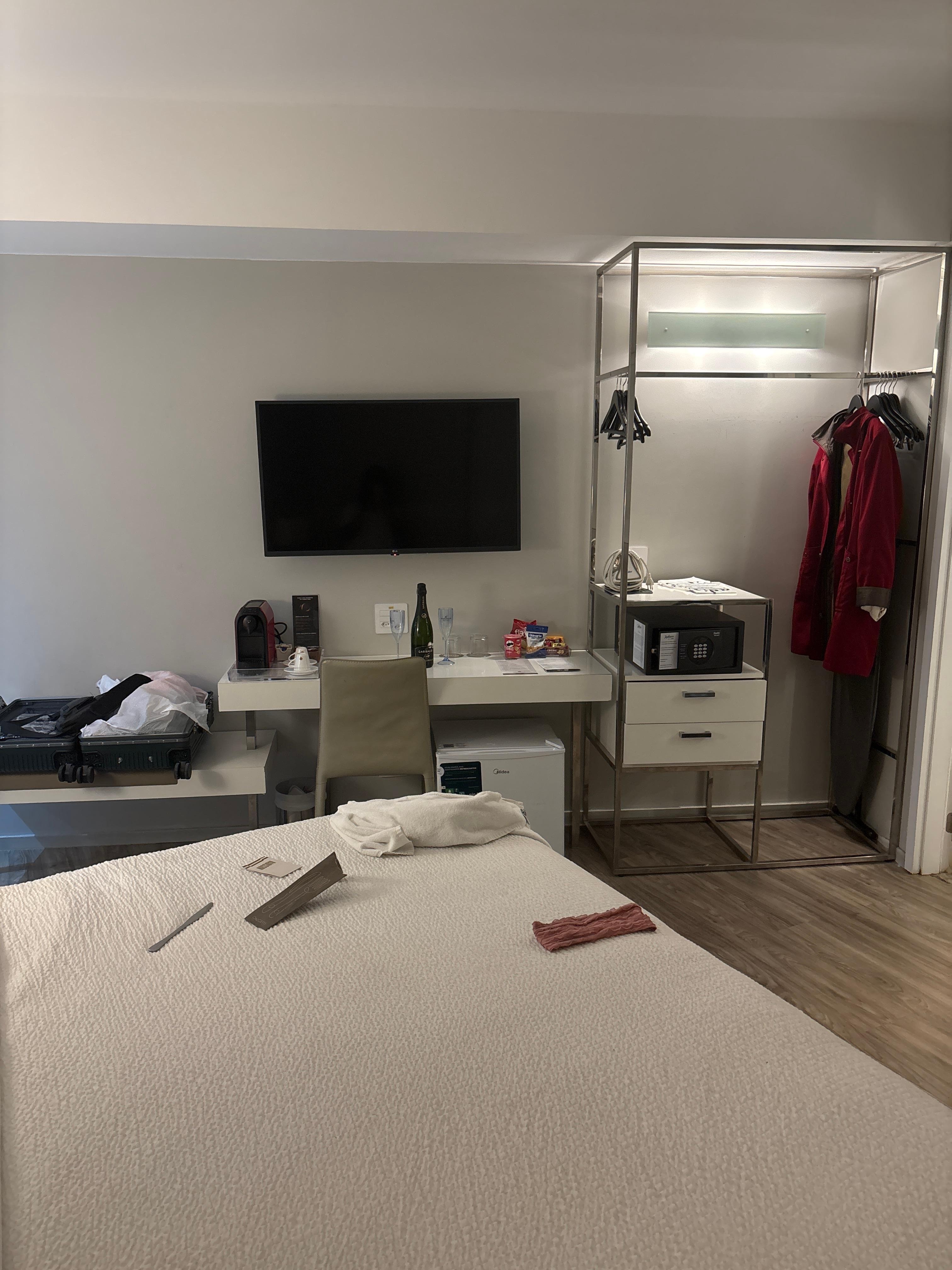 Where is the ice bucket?  Are there any complimentary water bottles. Two were sitting out on the nightstand everything else cold and prices provided in the refrigerator…