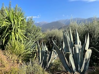 View from hotel entrance over mountains