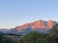 Vue du balcon au coucher du soleil