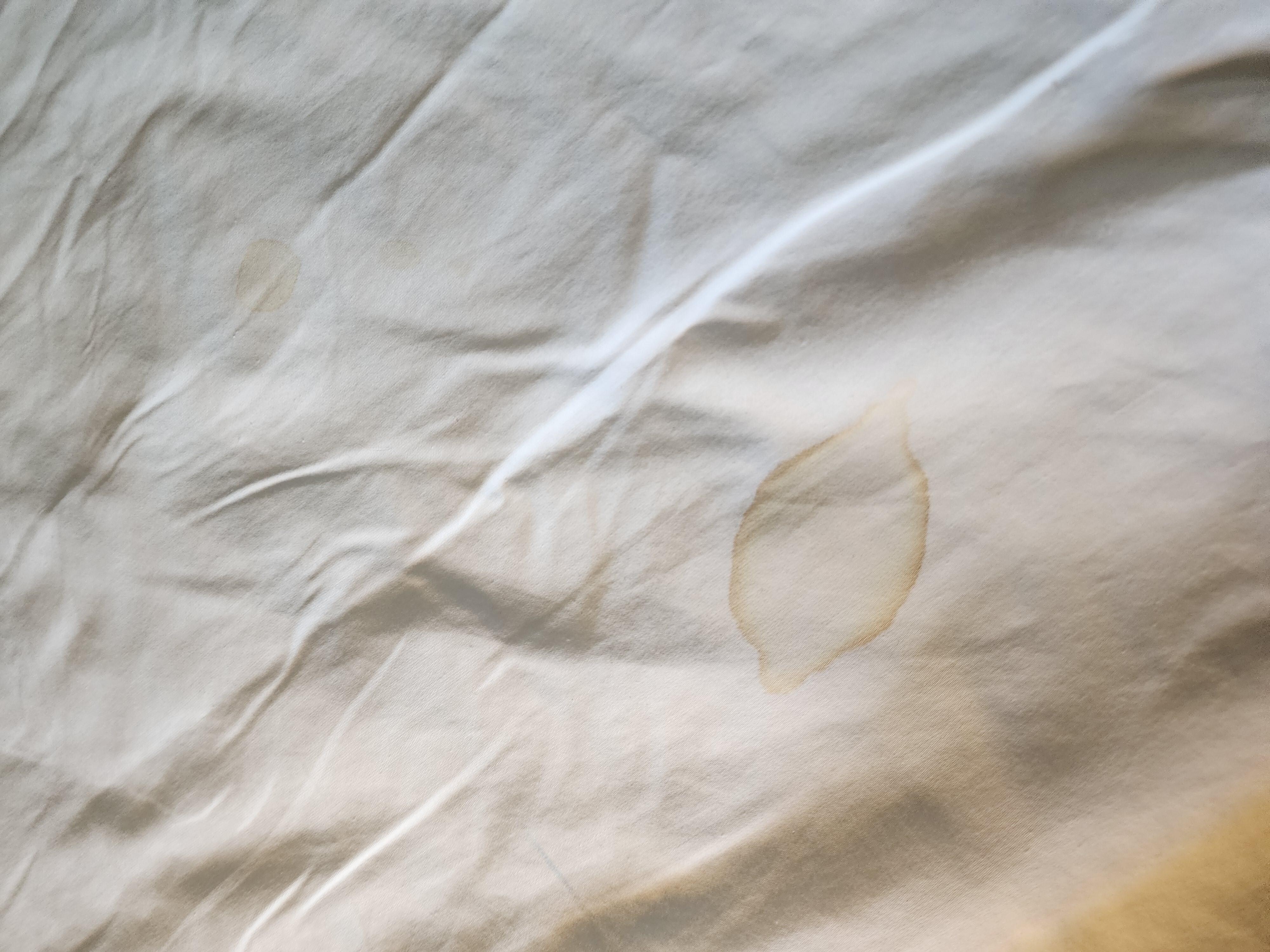 Stains on bed sheets in masterbed upon arrival