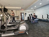 Working out in the workout room.