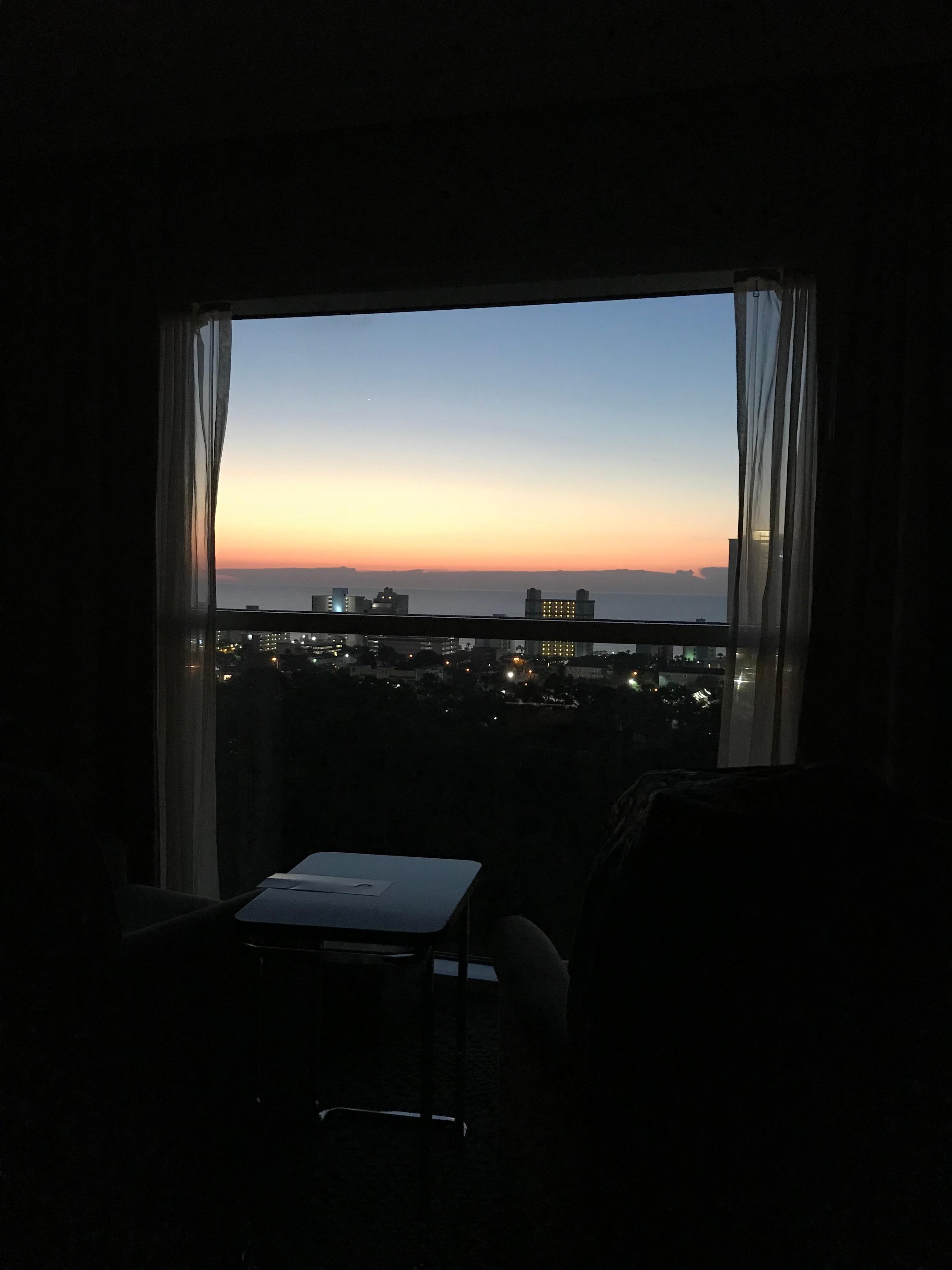 Sunrise from our bed on the 12th floor