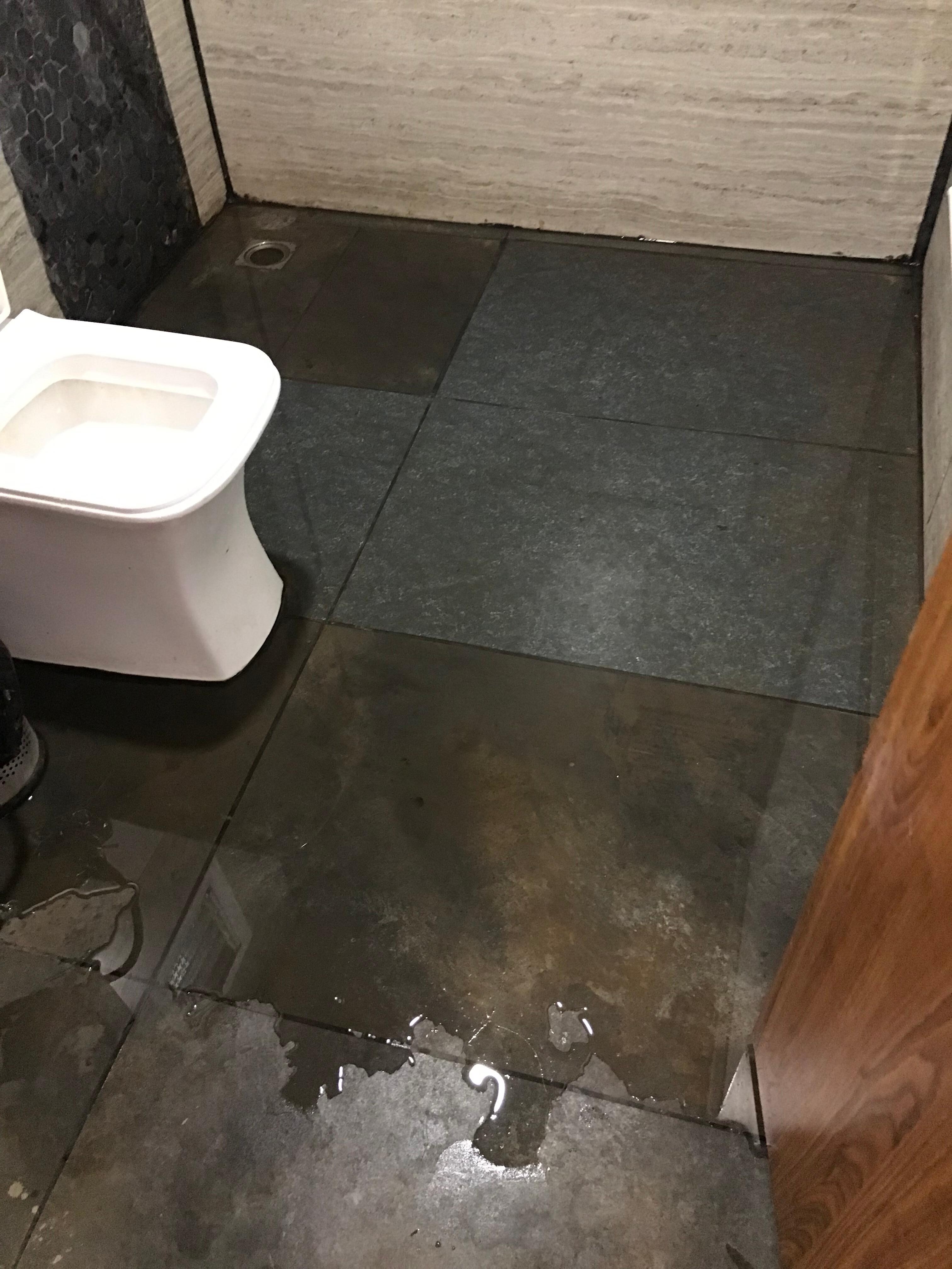 Over flowing water by just using the sink. Not slow drainage of bathing.