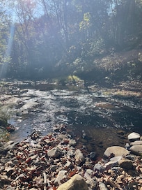 Running creek just feet from the cabin