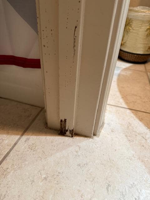 Door frame wood chipping away