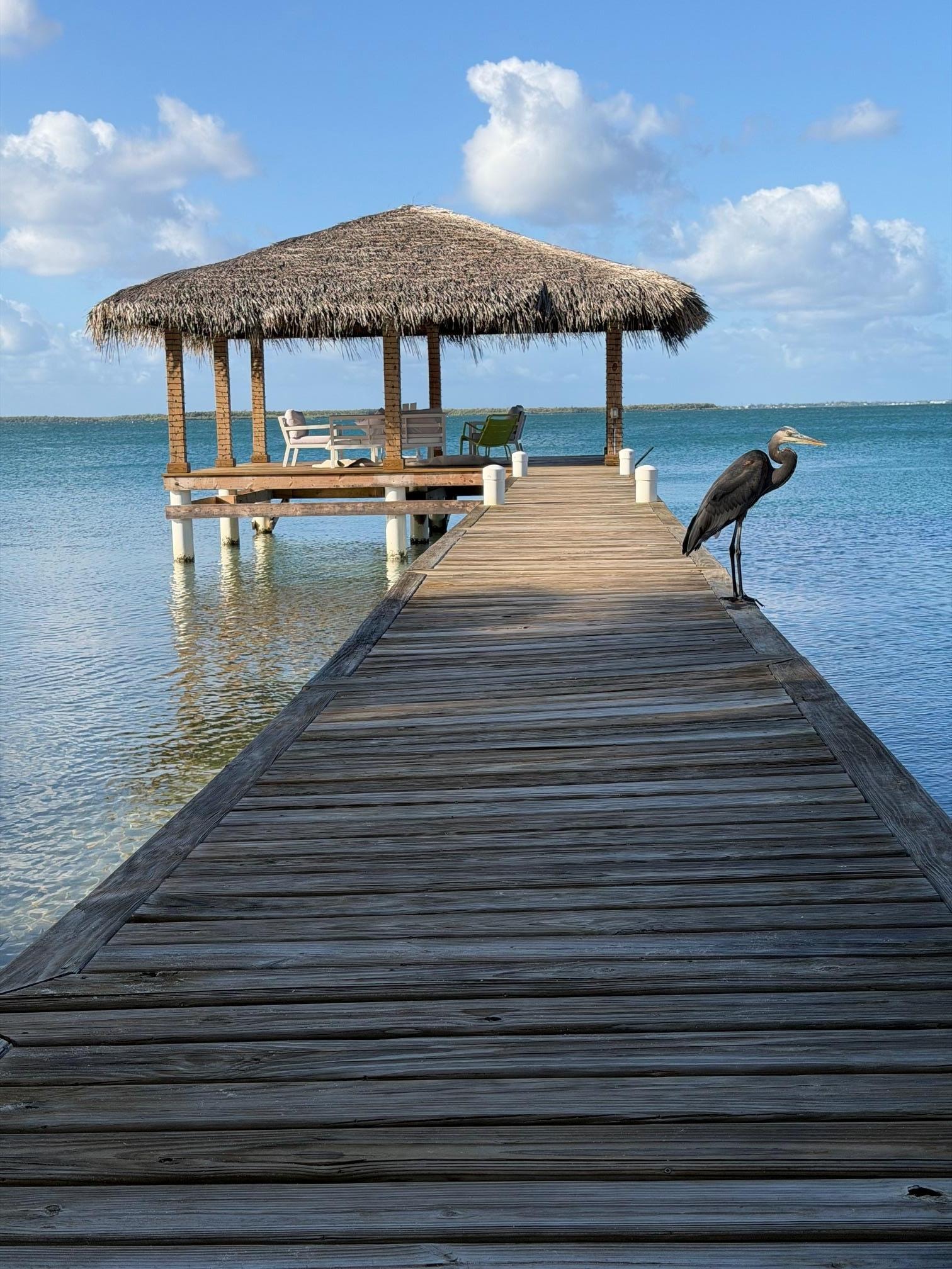 Dock and gazebo setup on a calm morning