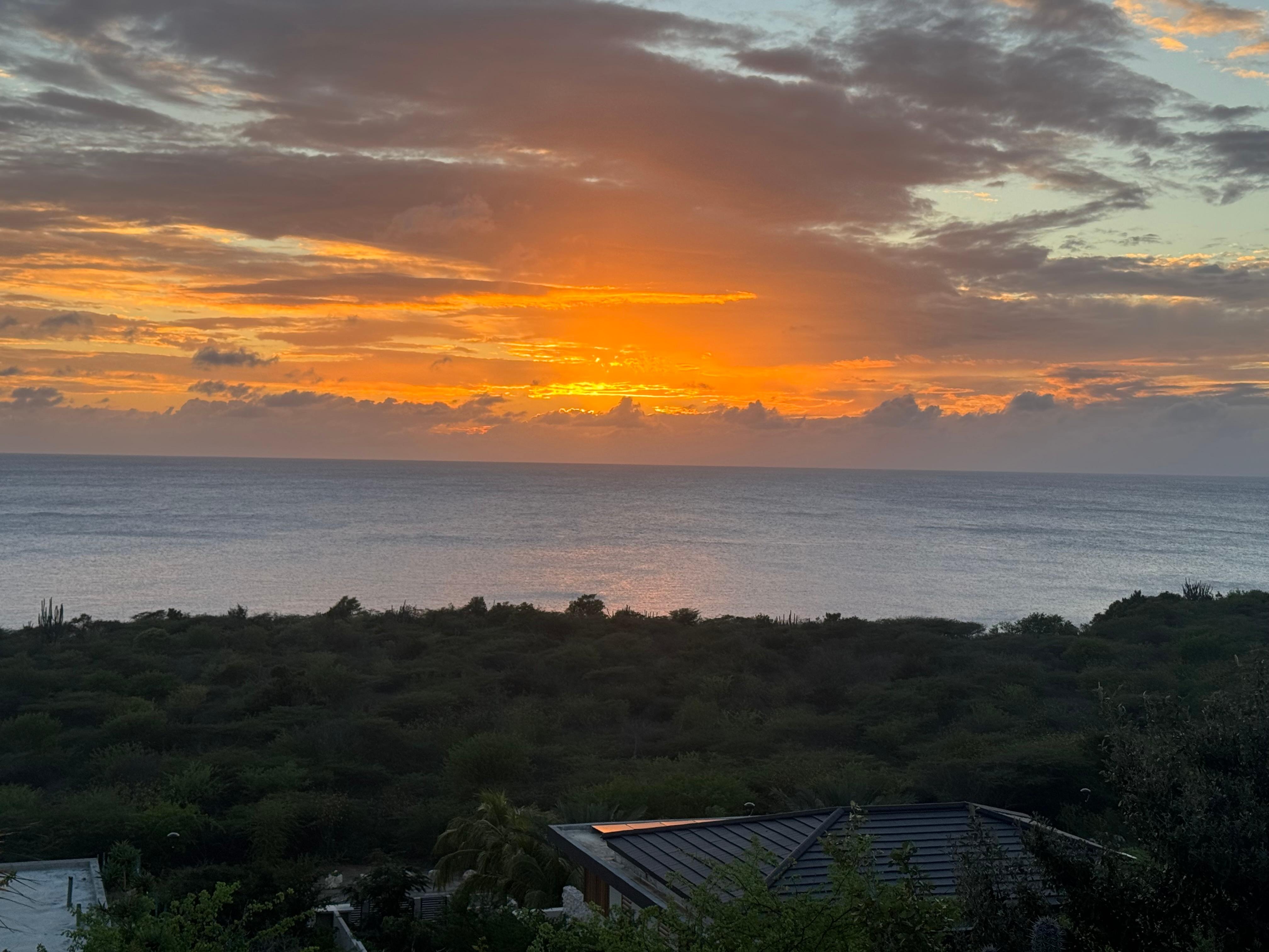 Sunset as seen from pool deck at the villa.