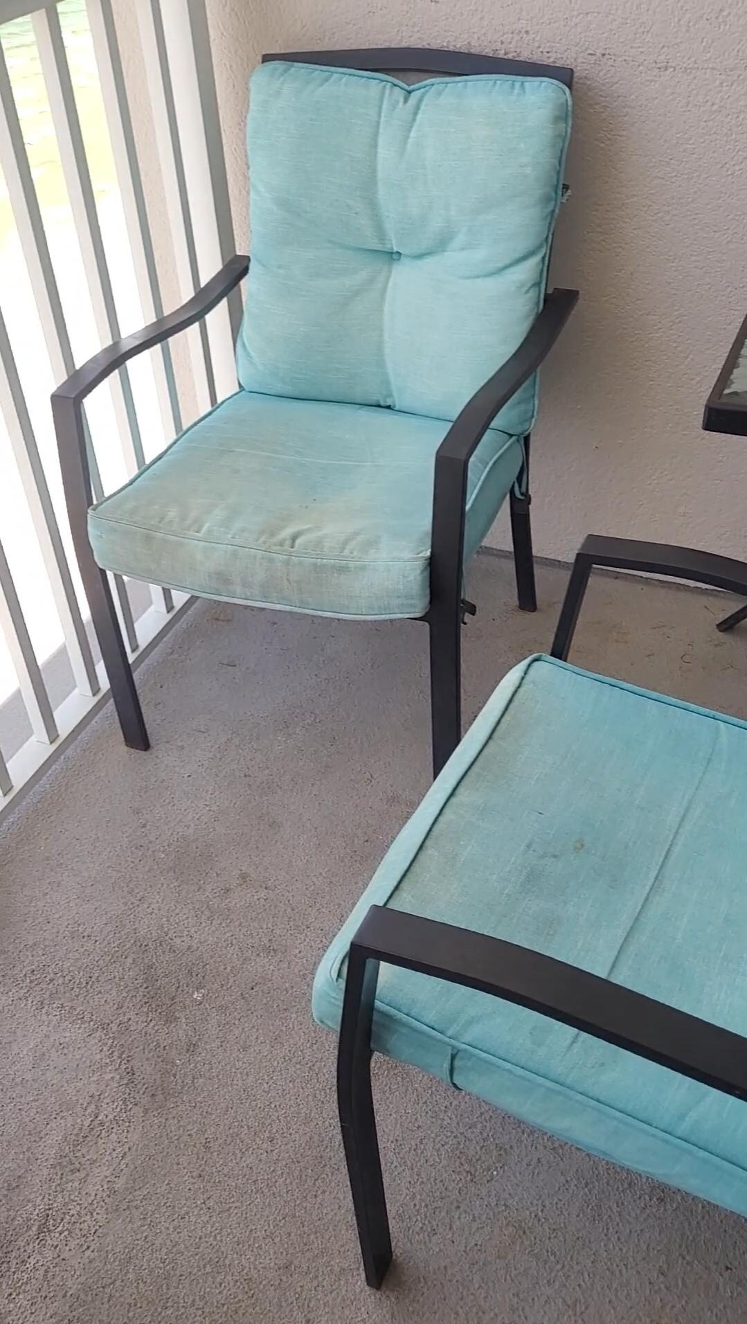 Badly stained chair cushions 