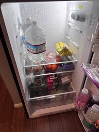 Mini fridge due to regular fridge broken. Unable to store more than a days worth of food.