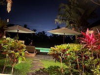 Views of the porch at night.