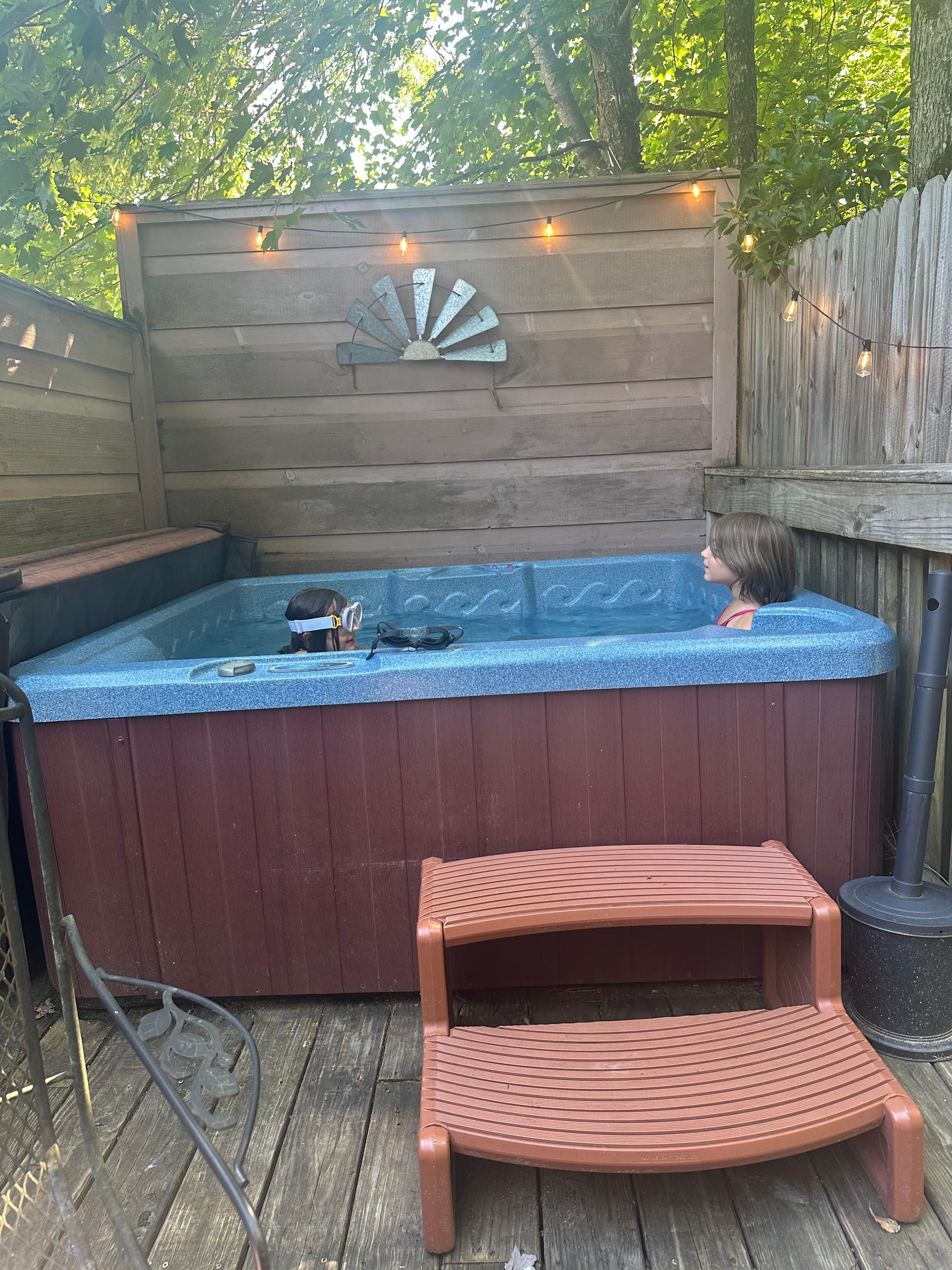 Playing in the hot tub!
