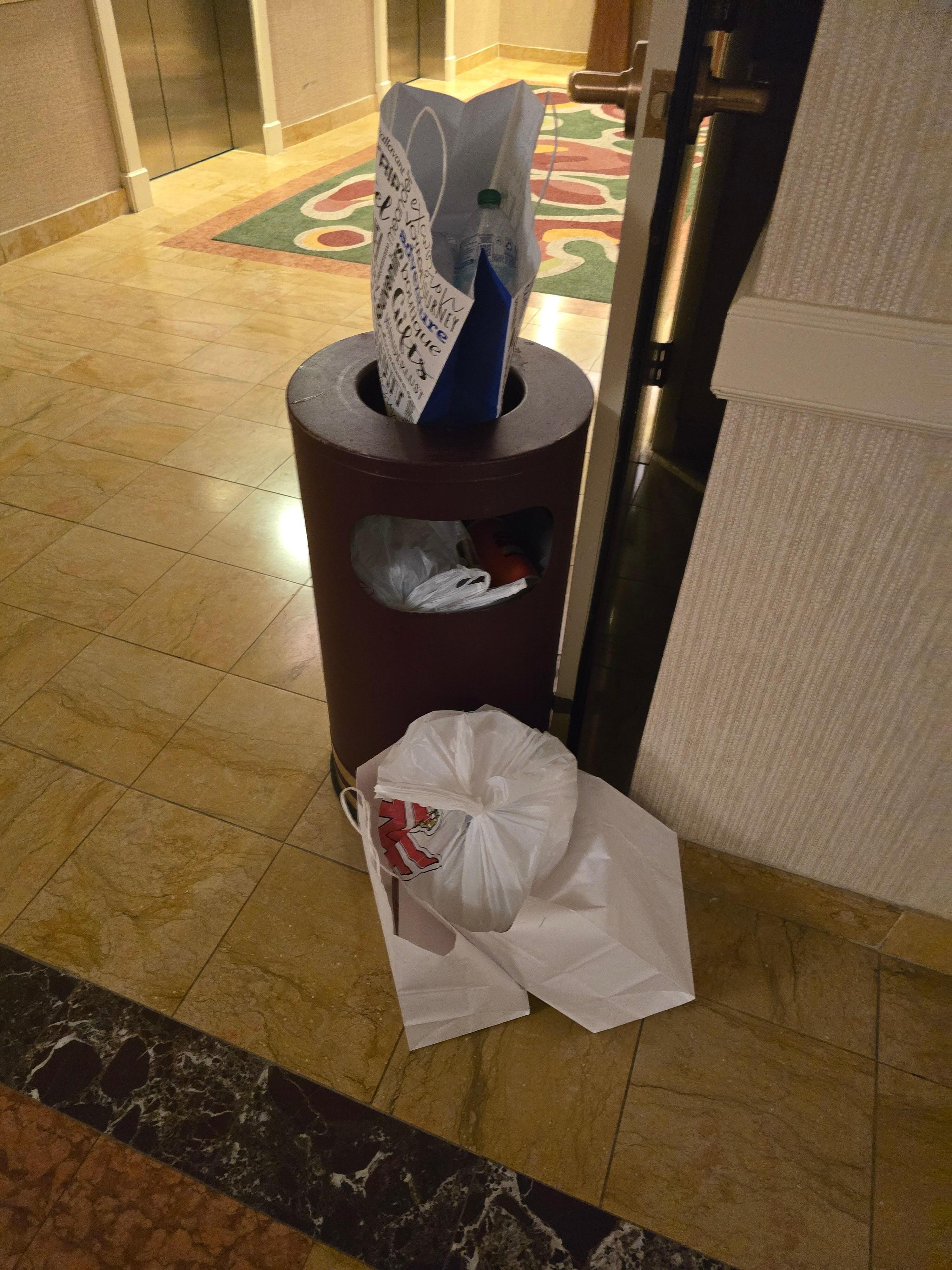 Trash can on the 10th floor