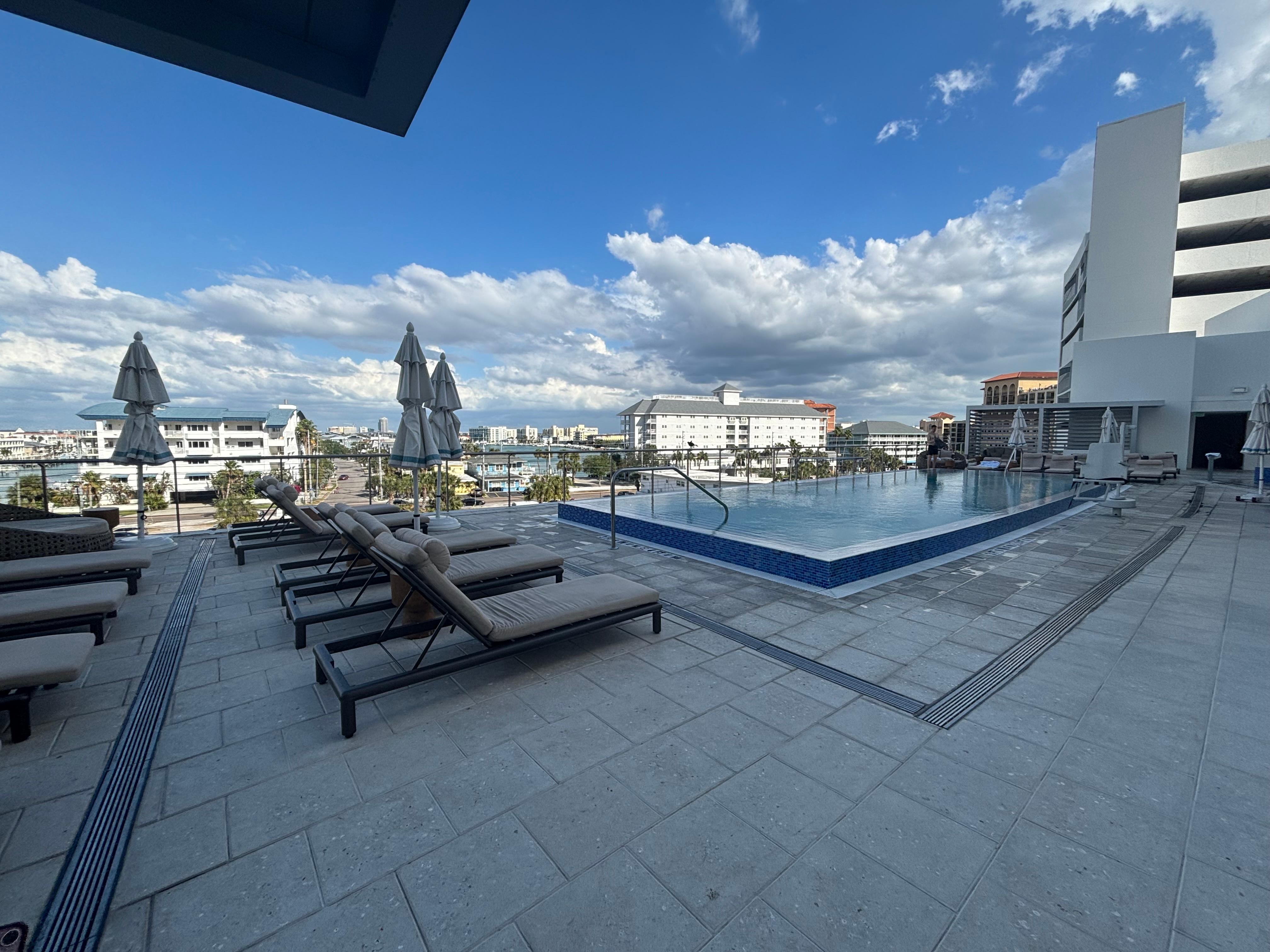 3rd floor spa pool area that anyone can use, and there is a hot tub too. This gets sun early in the morning until 2ish. 