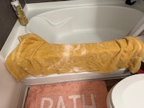 The 4 towels were thin and bleach damaged