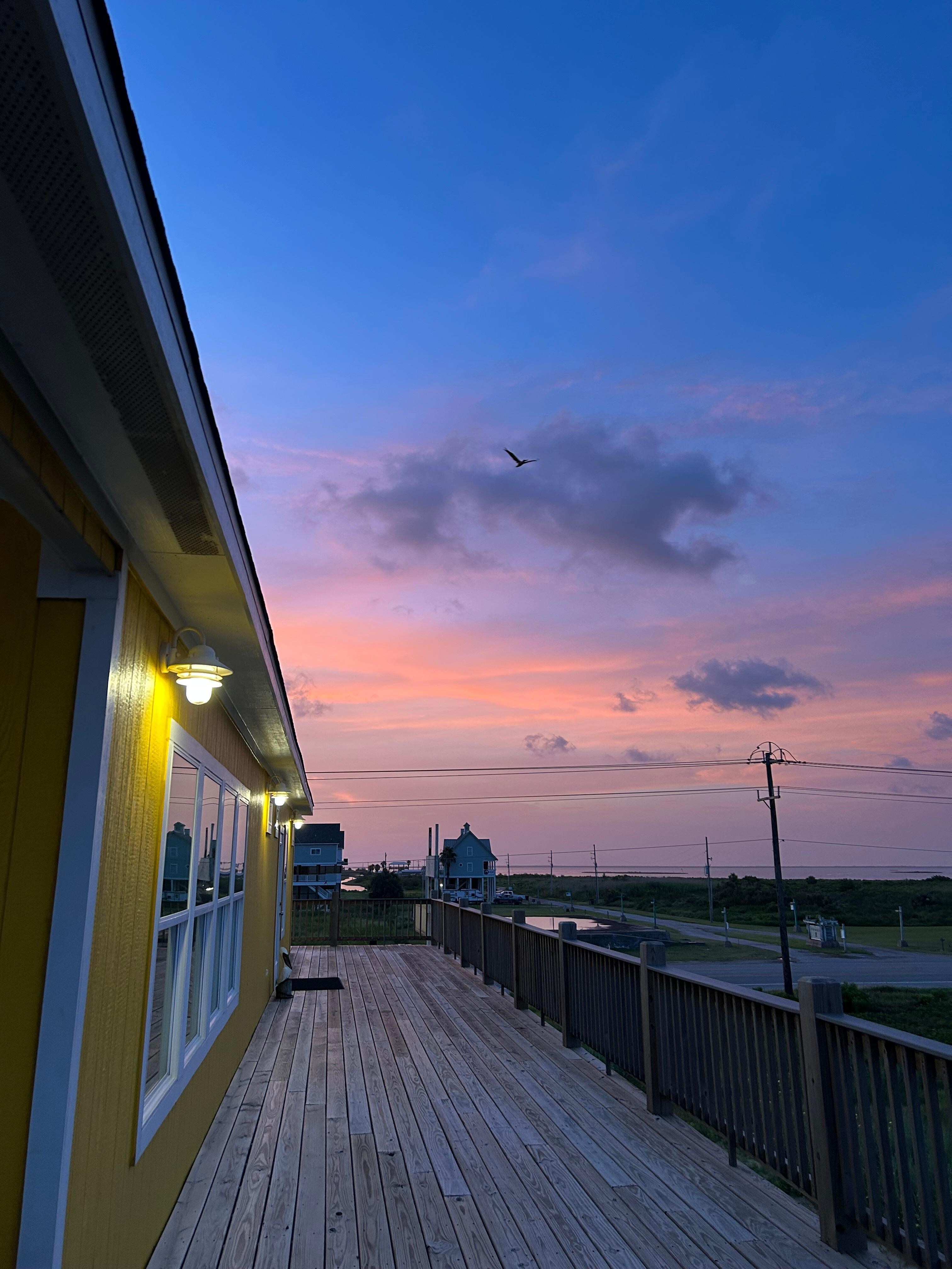 View of the sunset from the side deck