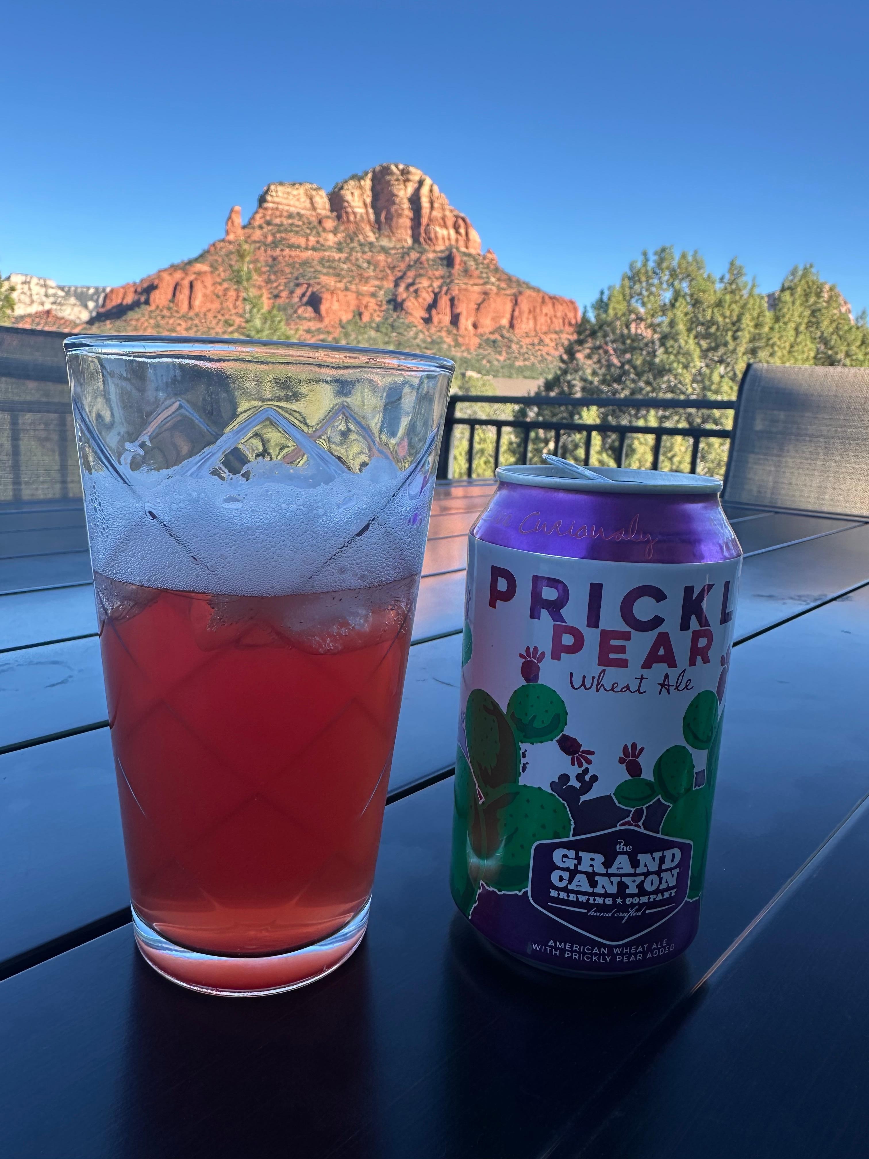 Enjoyed a local prickly pear beer with beautiful background of Elephant Rock
