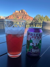 Enjoyed a local prickly pear beer with beautiful background of Elephant Rock