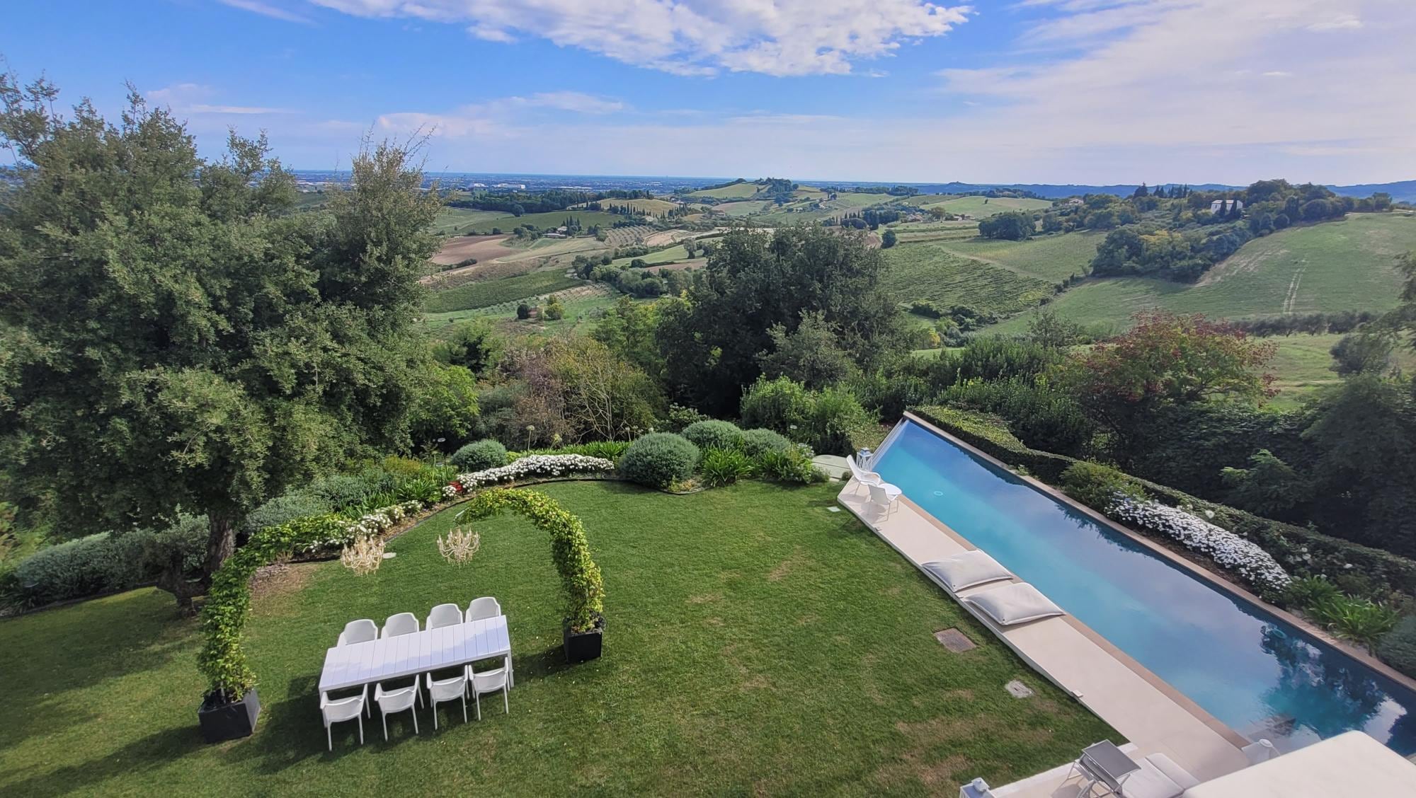 Back yard from the main floor balcony.