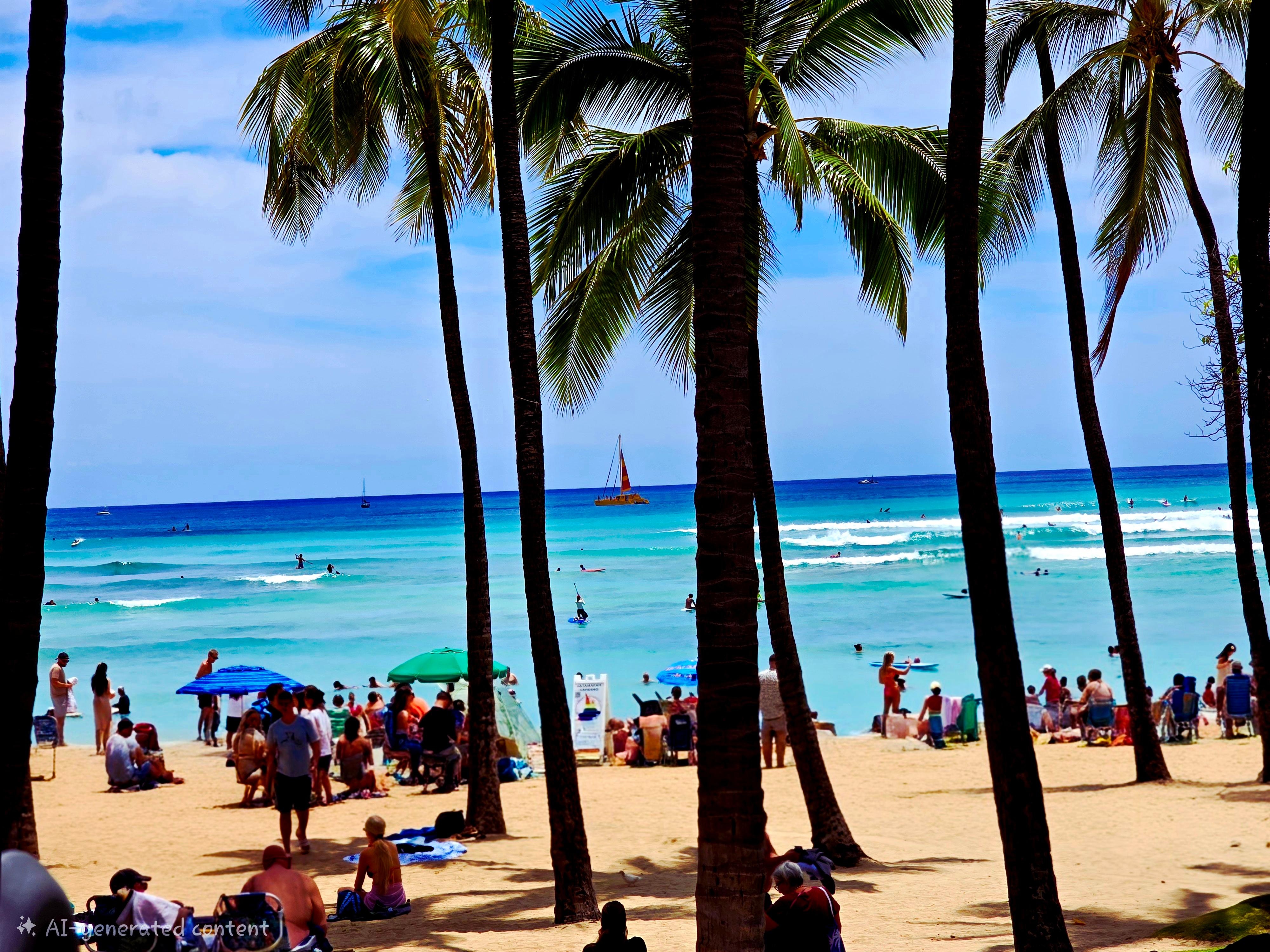 Waikiki beach across the street from hotel.