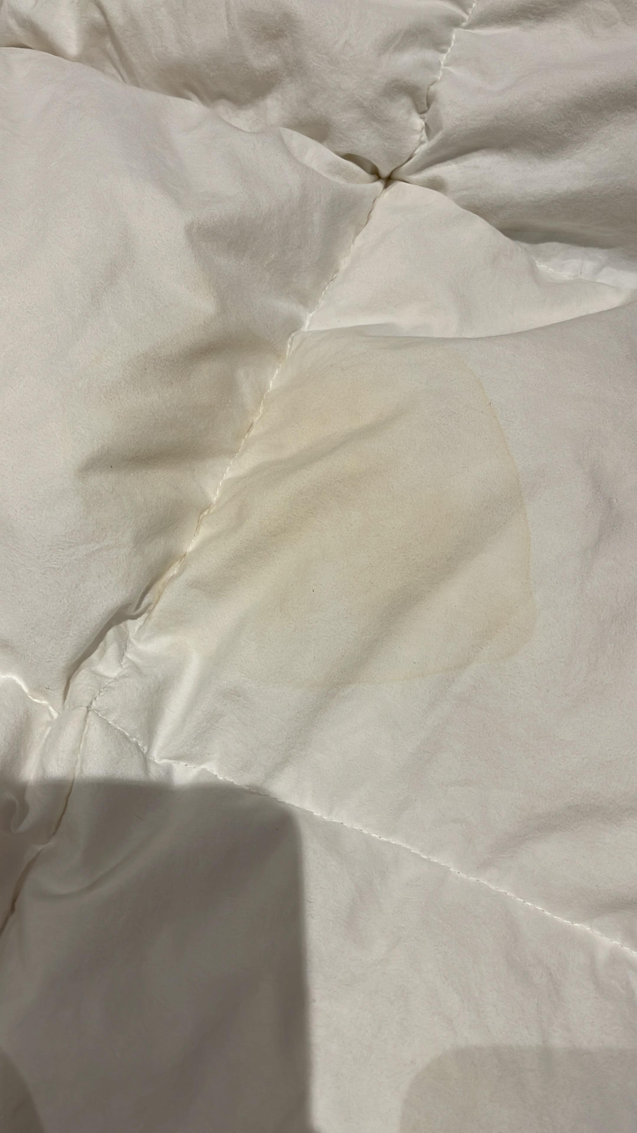 Stains on bedsheets. 