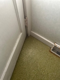 Dirt on floor upstairs bathroom