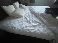 The bed springs were sticking out and the foul smell was nauseating.