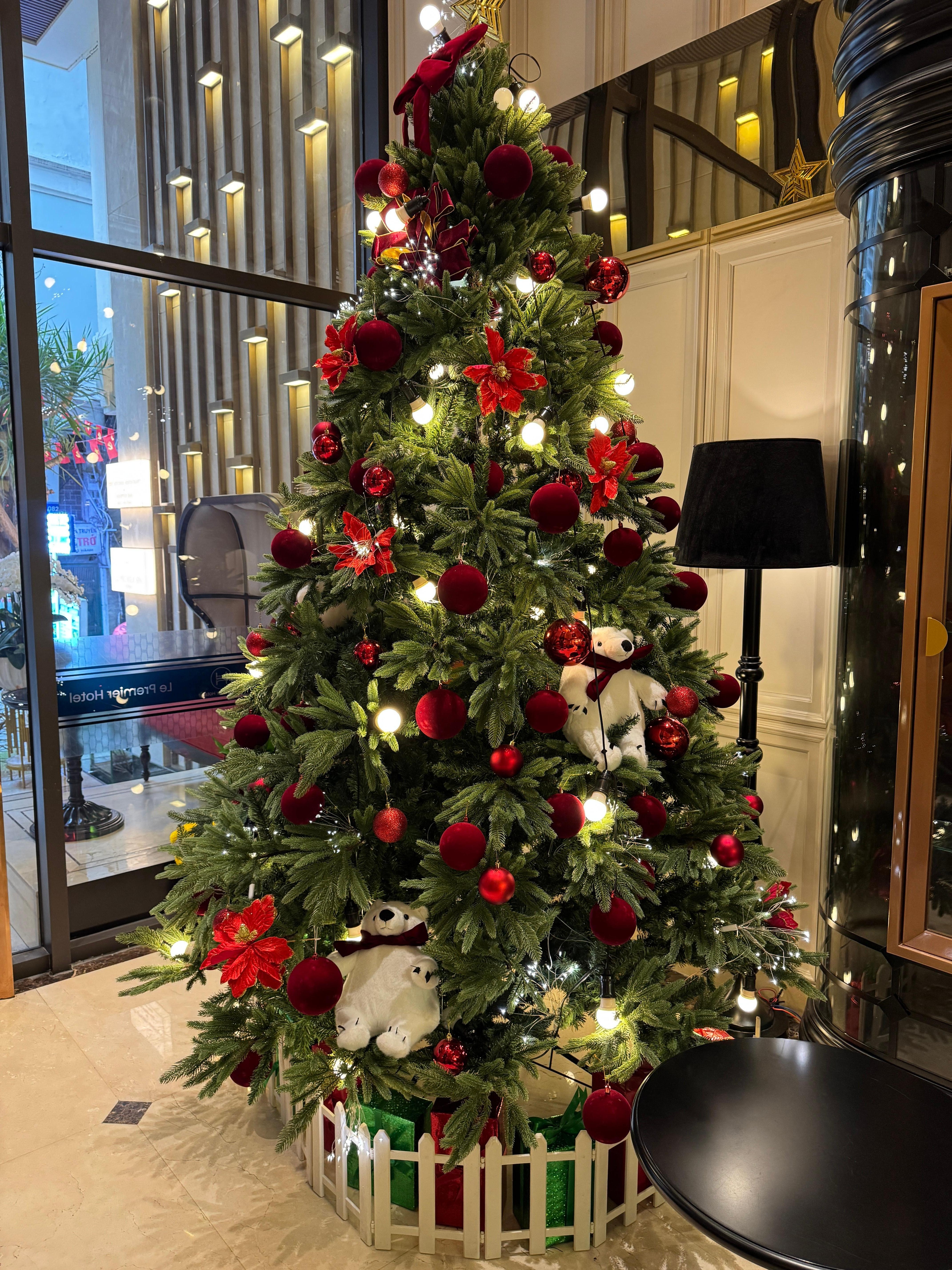 Christmas tree in hotel lobby