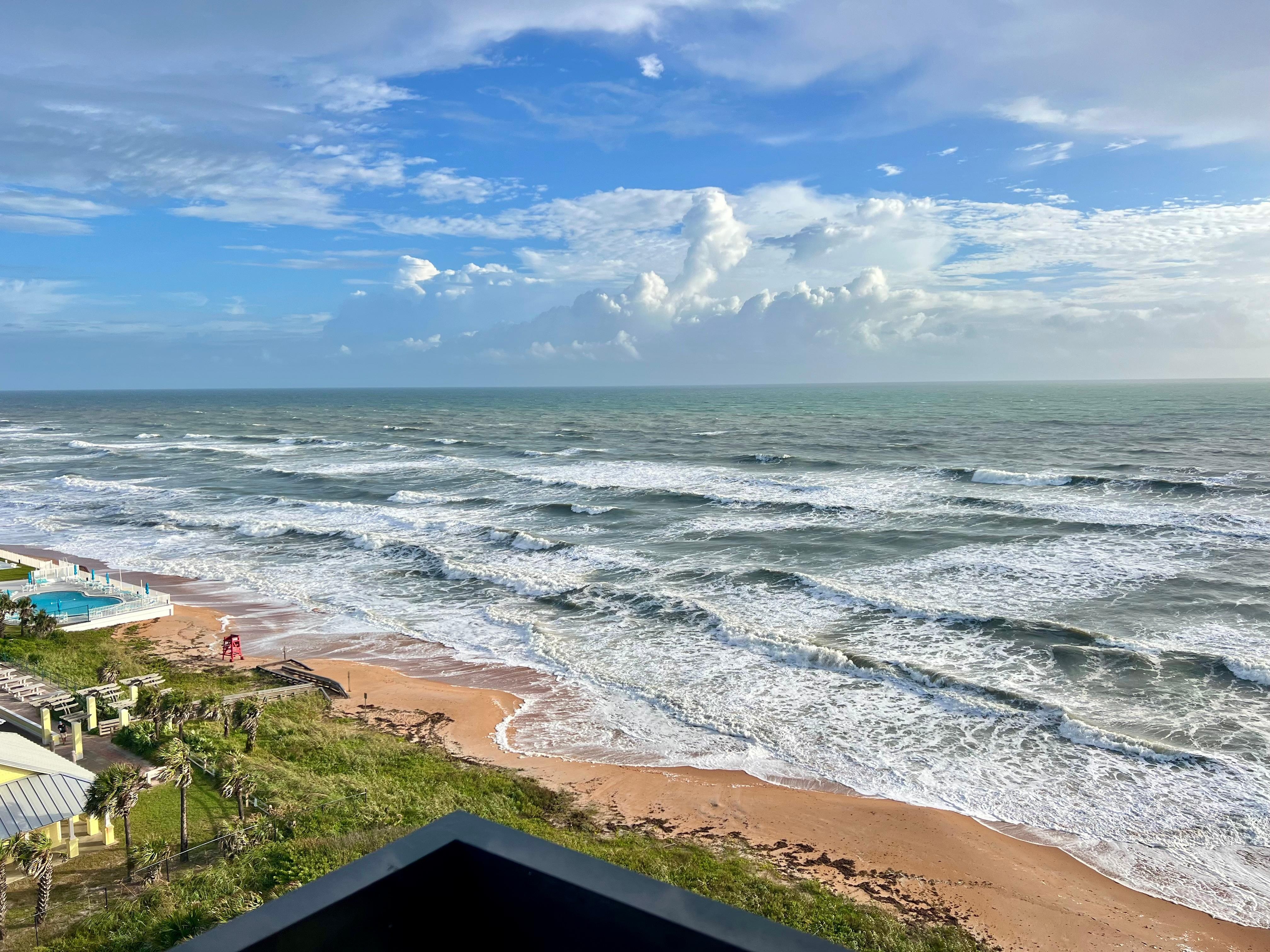 Balcony views, the water was really wild due to storms, but so pretty.