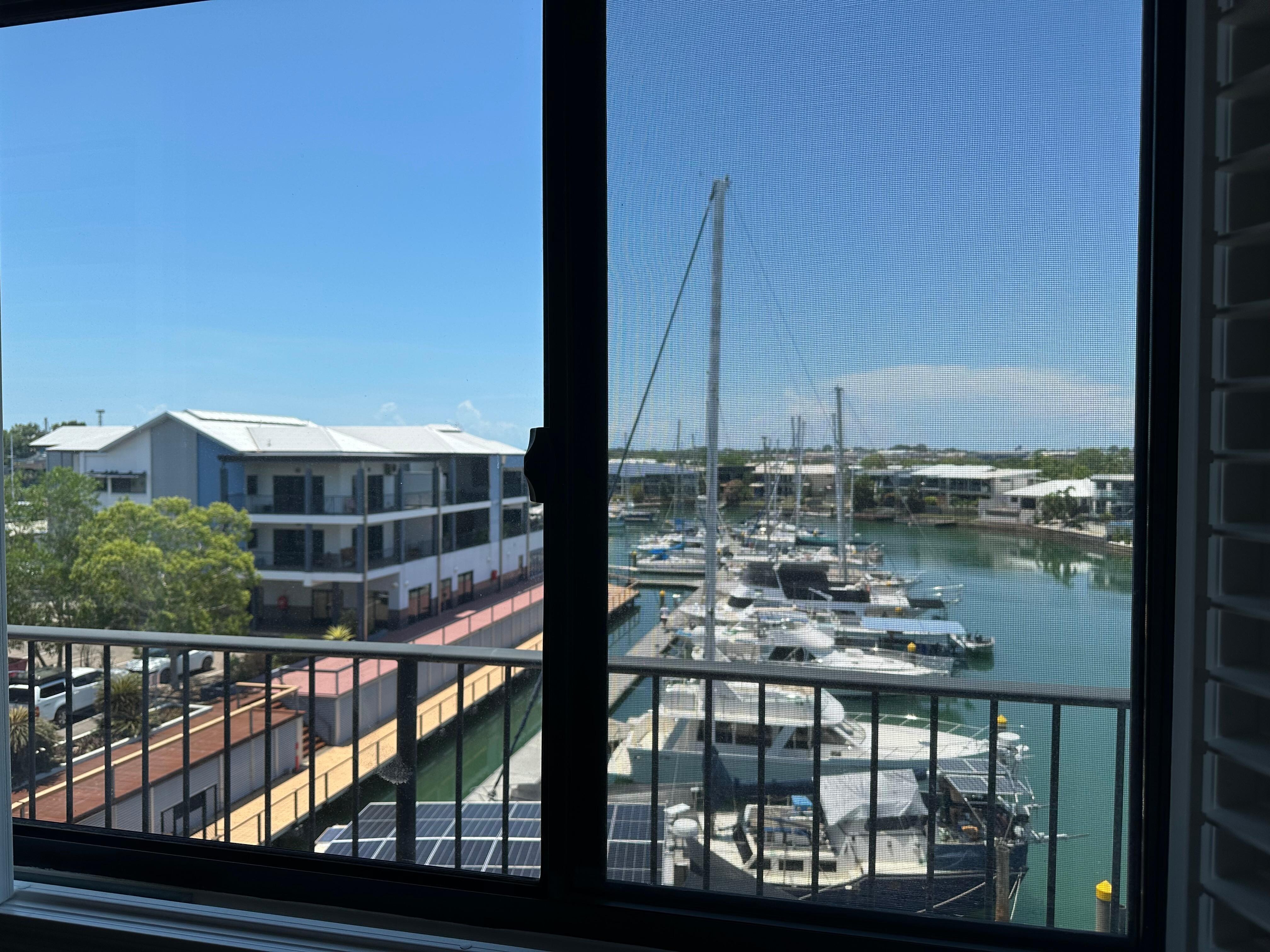 Marina view from the main bedroom. 